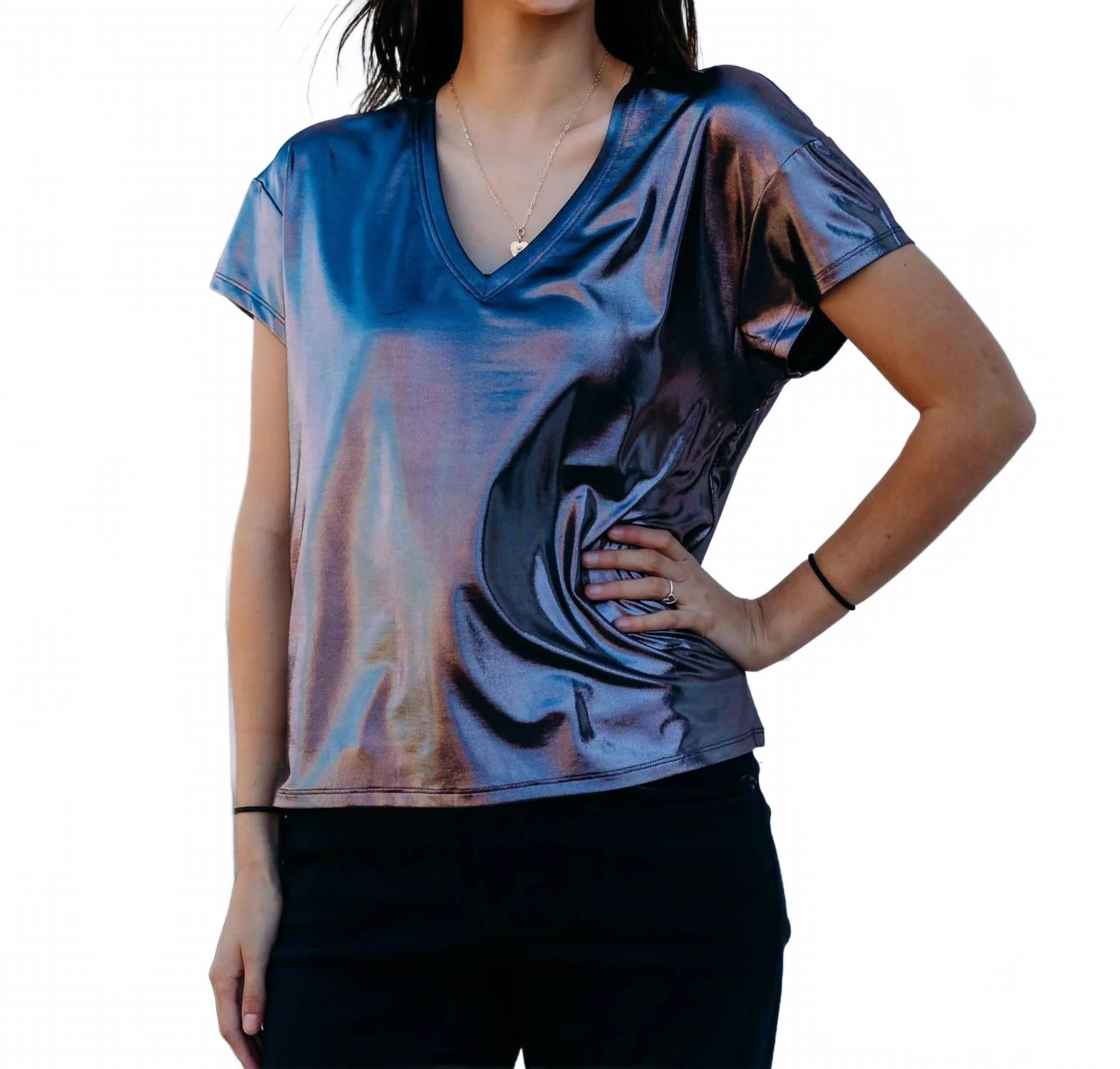 Lumi Top In Metallic Black