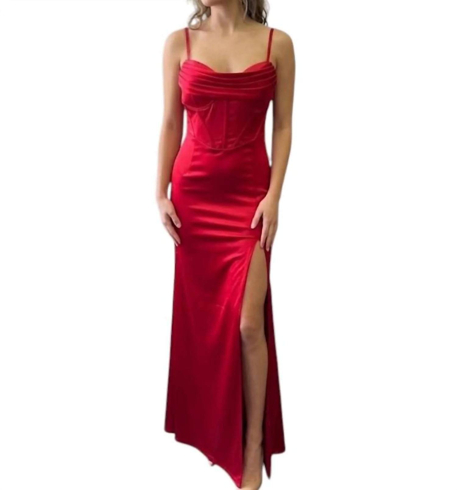 Lux Corset Formal Dress In Red