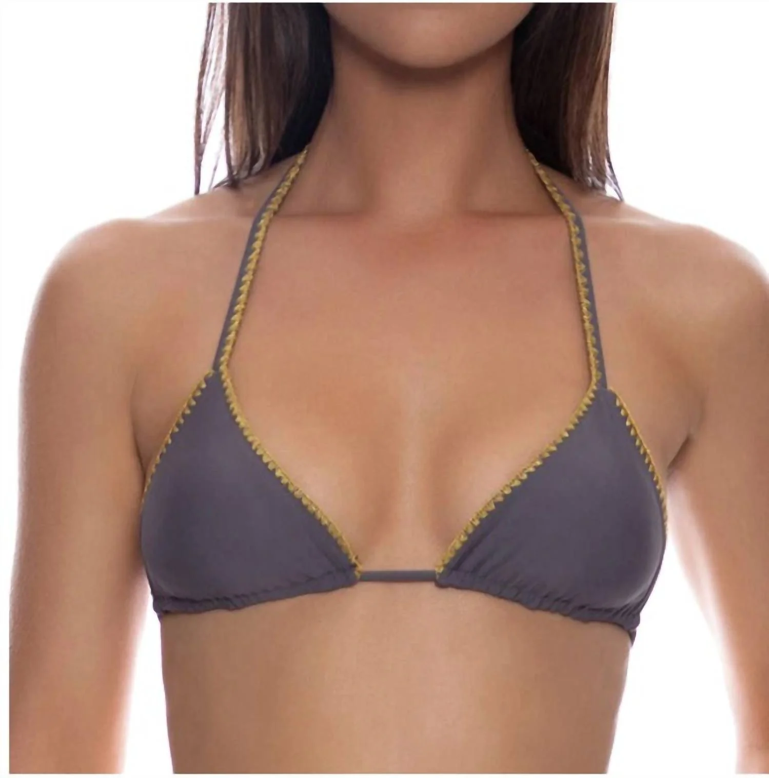 Luxe Stitch Seamless Triangle Bikini Top In Piedra Gris - Image 4