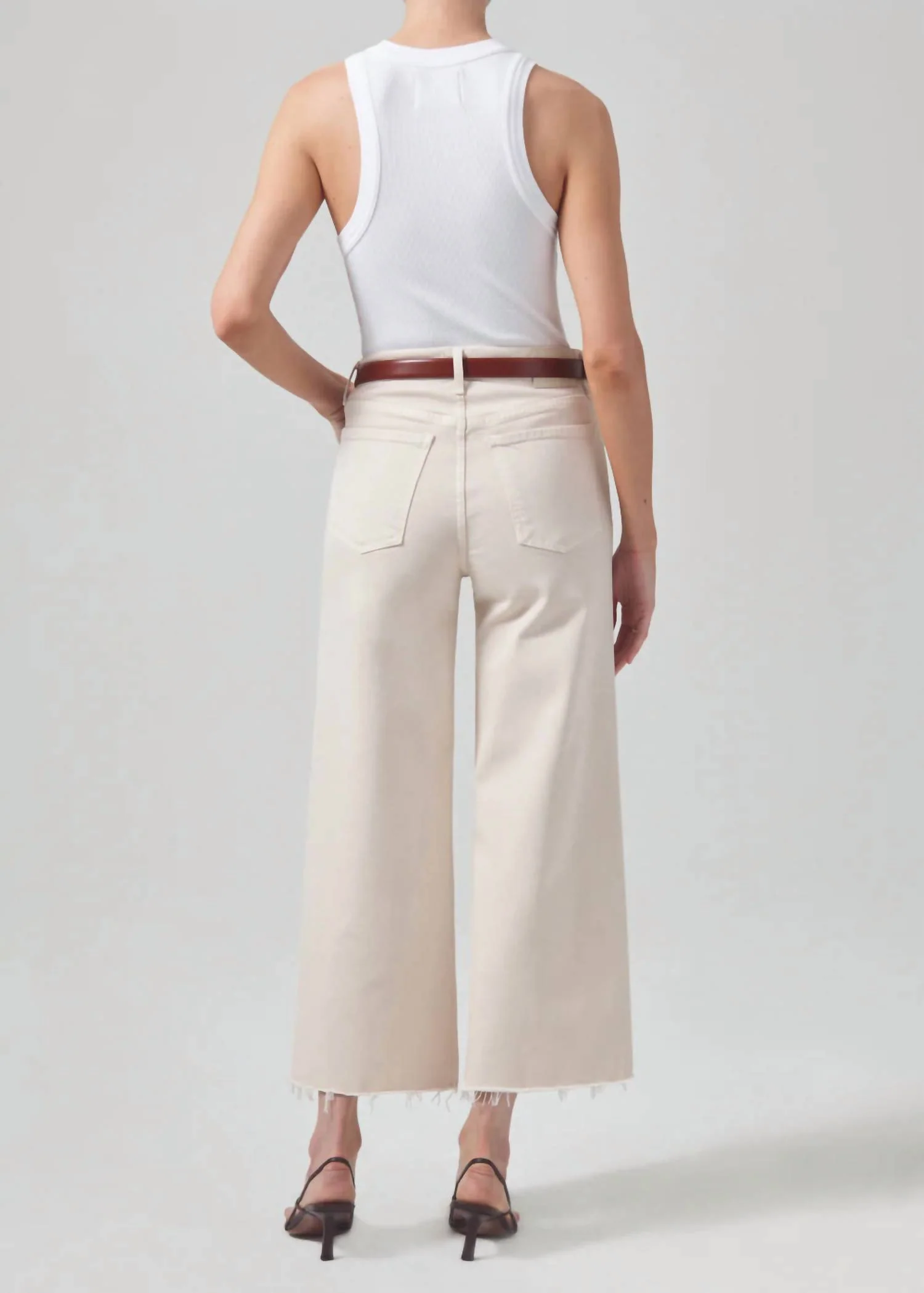 Lyra Crop Wide Leg Jean In Almond - Image 2