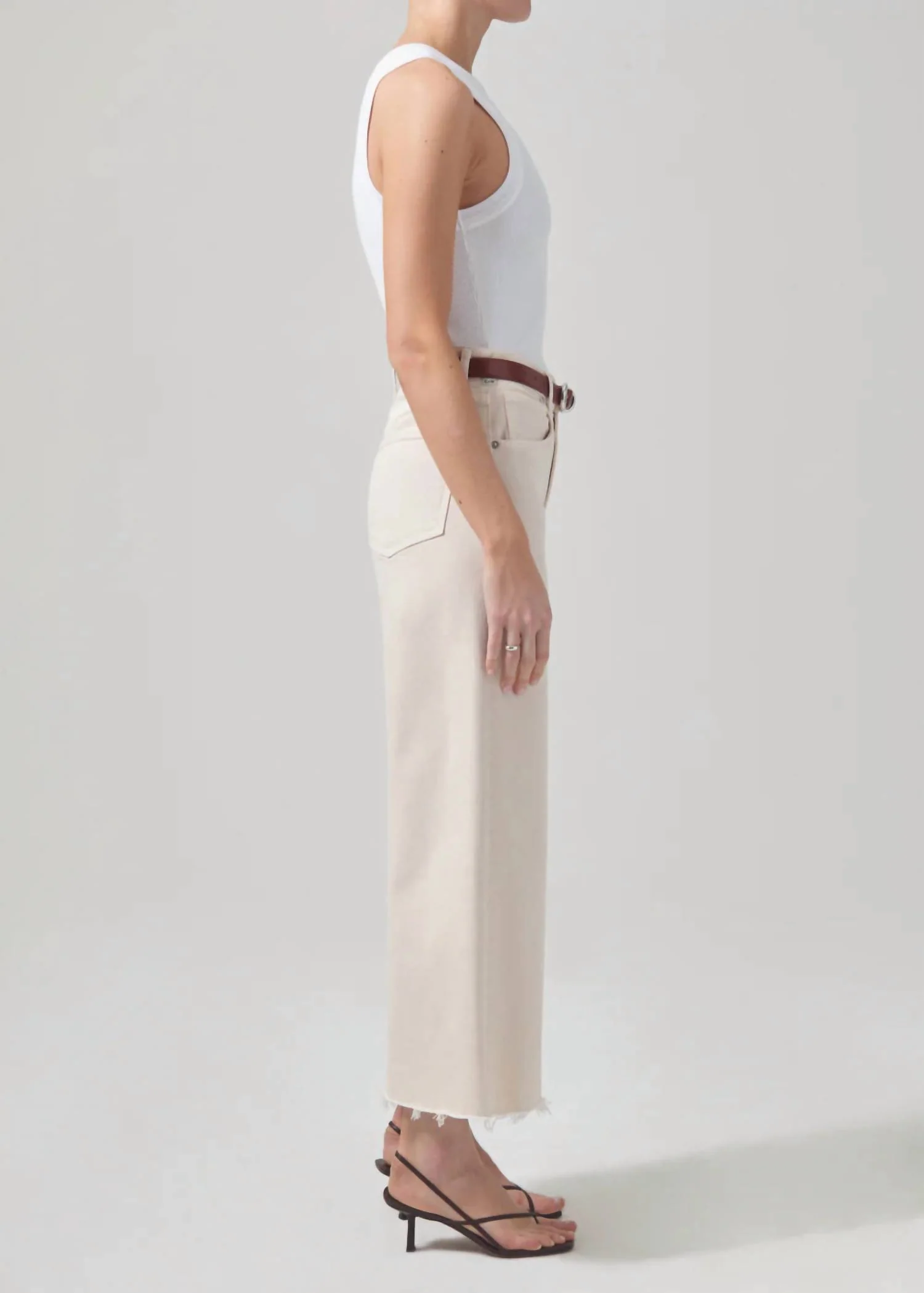 Lyra Crop Wide Leg Jean In Almond - Image 3