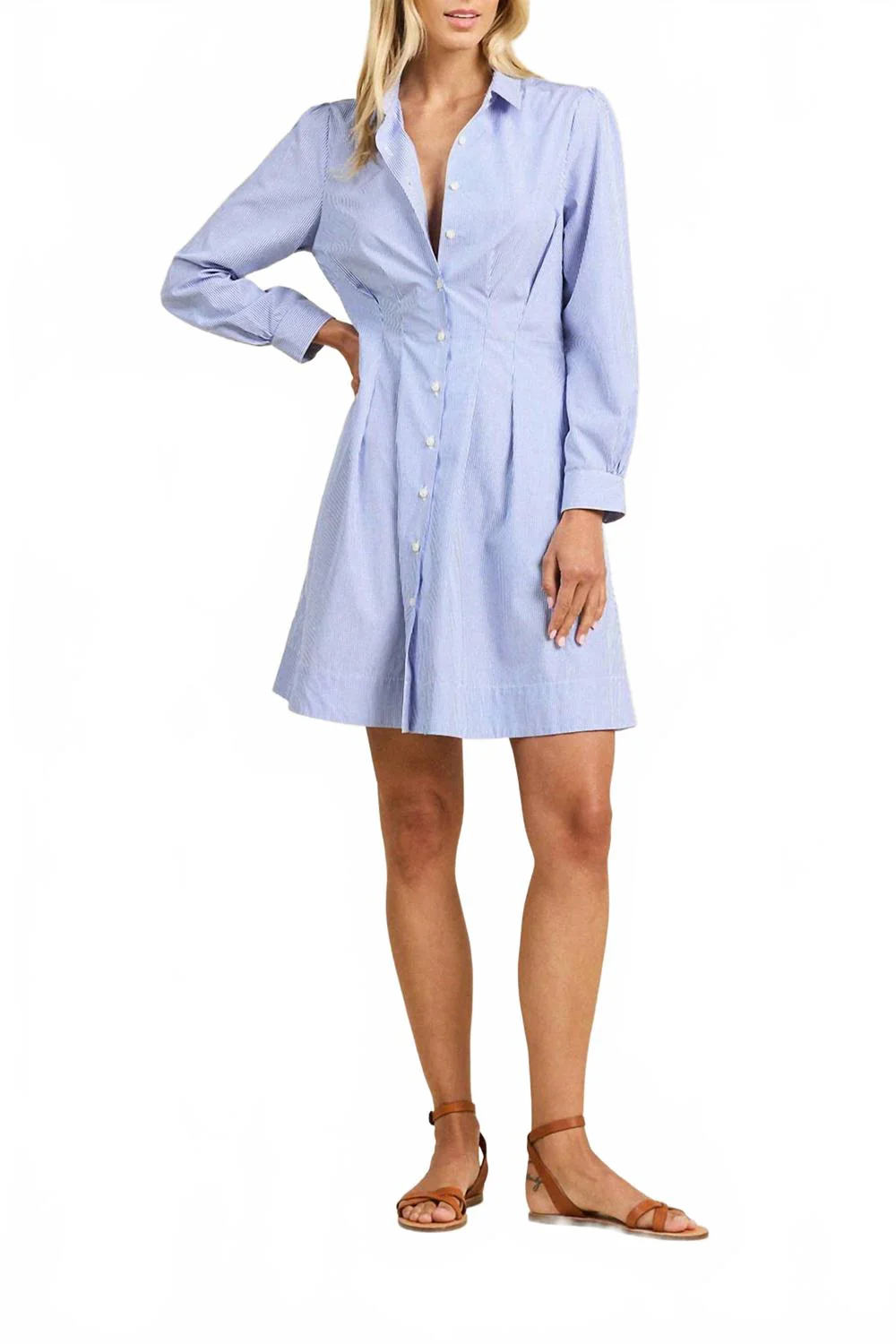 Lyra Dress In Blue White Stripe
