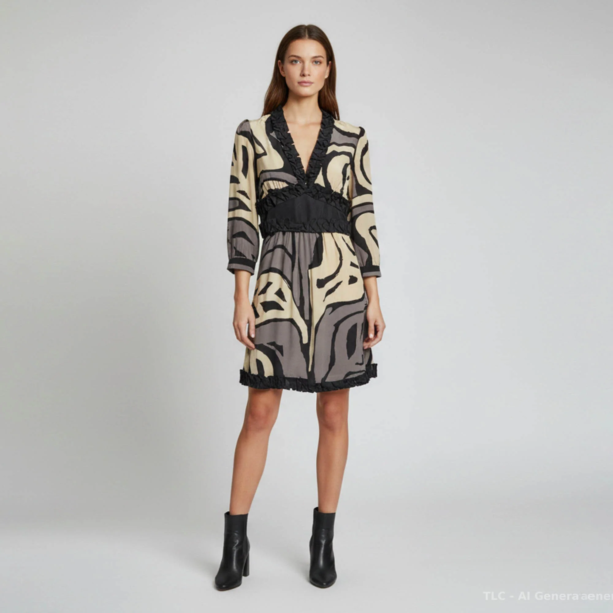 M Missoni Beige/grey Abstract Print Silk Mini Dress