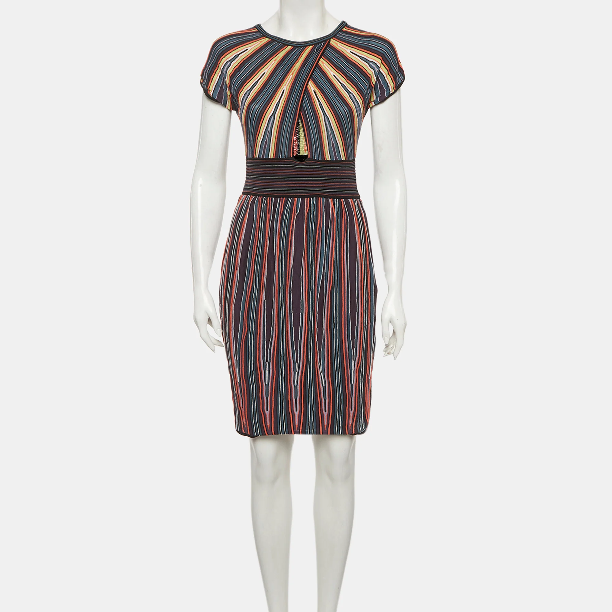 M Missoni Multicolor Striped Knit Criss-Cross Mini Dress - Image 2