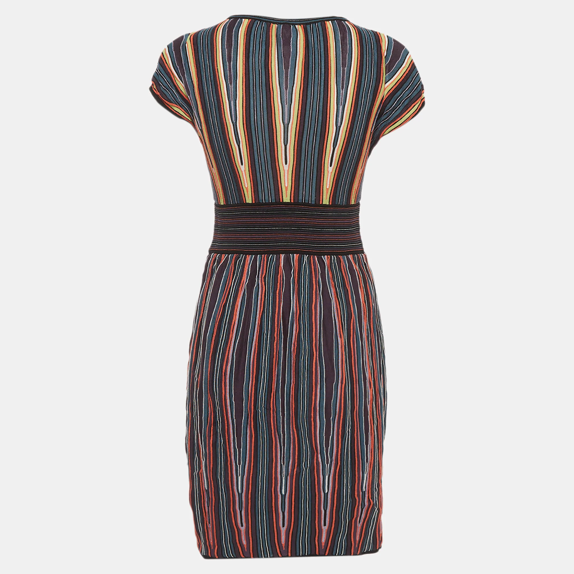 M Missoni Multicolor Striped Knit Criss-Cross Mini Dress - Image 3