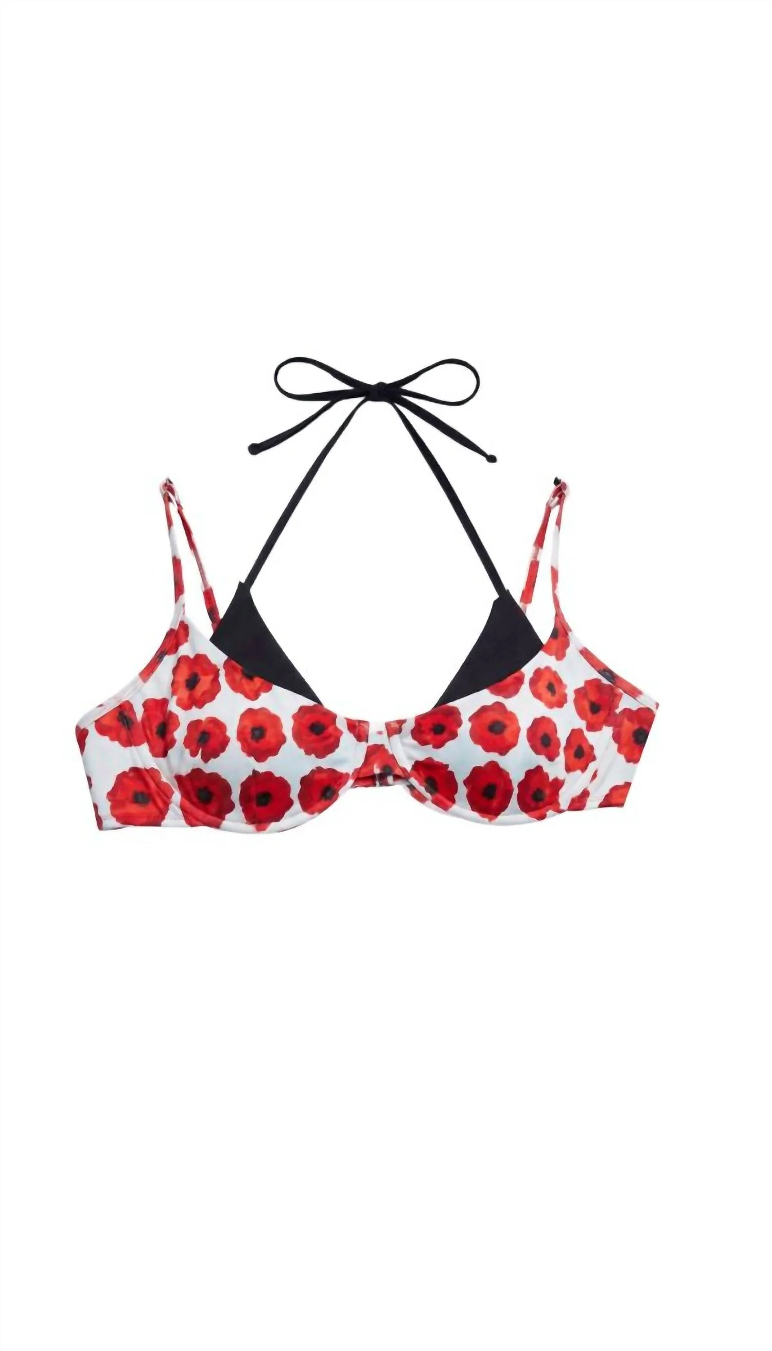 Mable Demi Bikini Top In Black/ White/ Red - Image 2