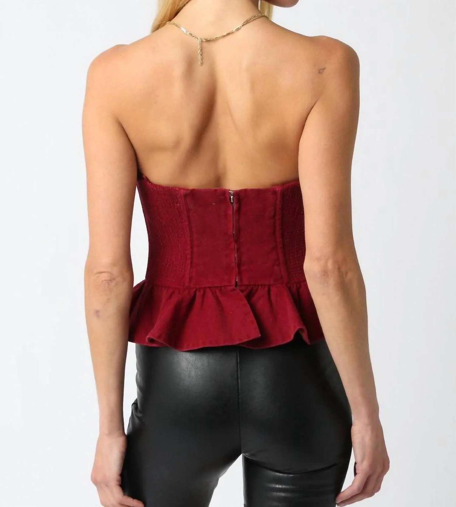 Macie Corset Top In Maroon - Image 2