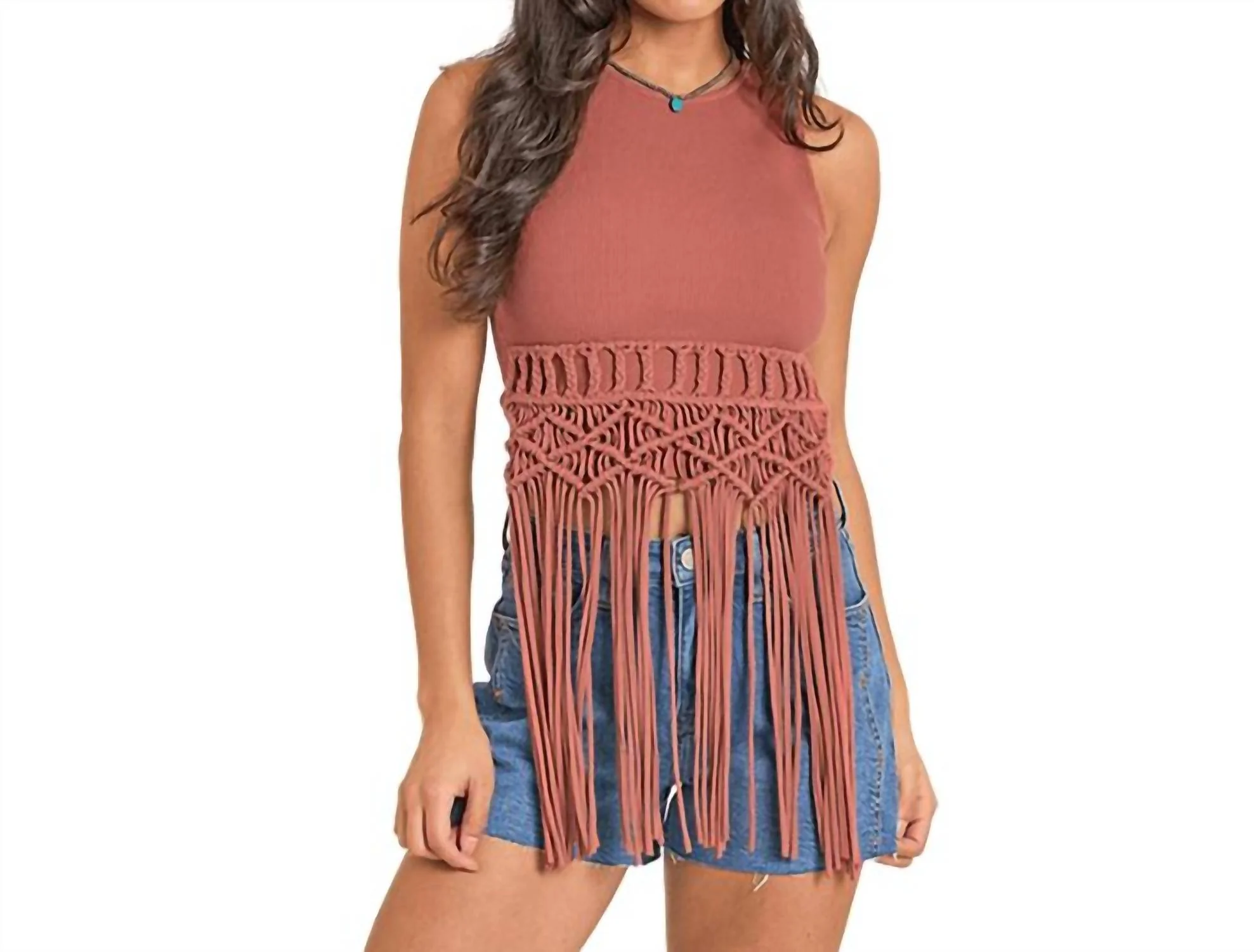 Macrame Tank Top In Rust