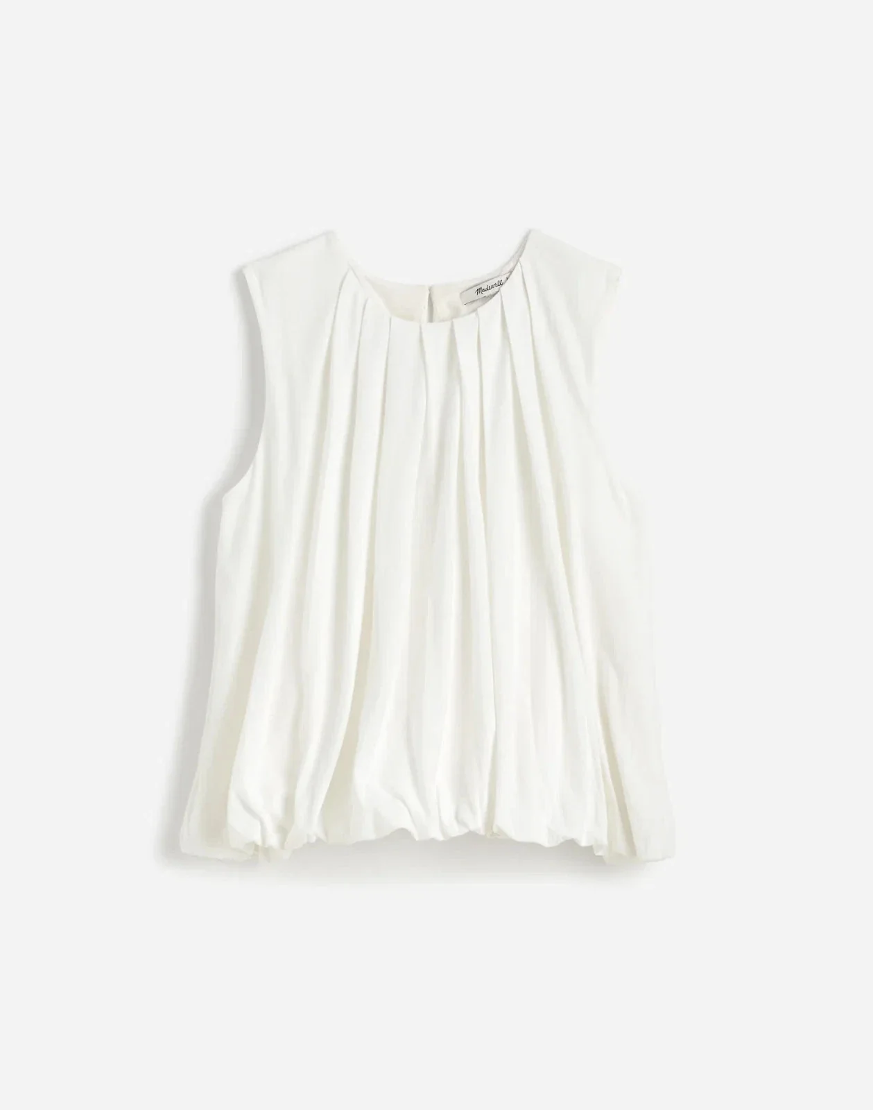 Madewell Bubble Top Womens White 100% Coton Pleated Sleeveless Blouse DDR2194 - Image 6
