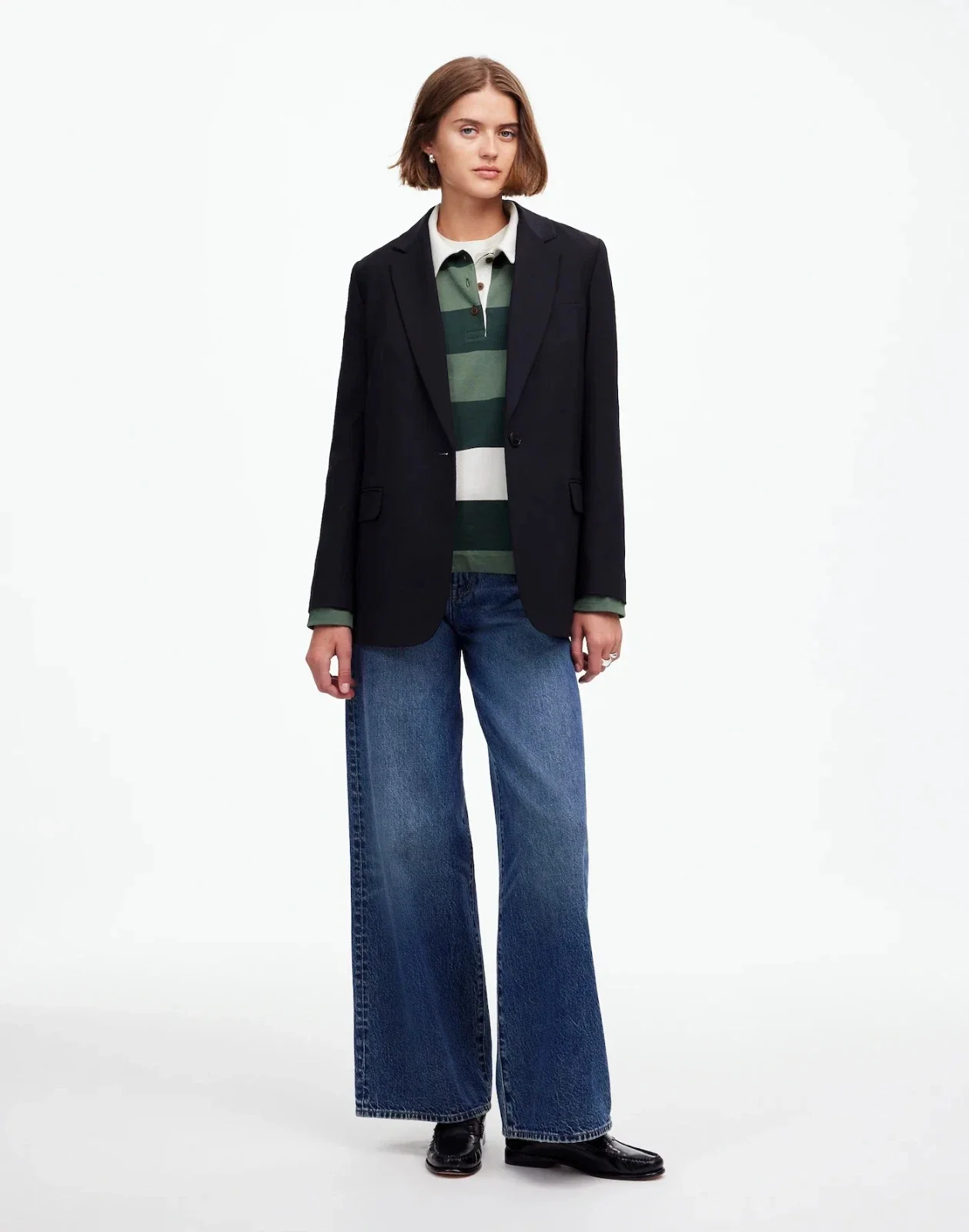 Madewell Hannah Polo Shirt Women's Luxury Forest 100% Cotton Rugby GBO2136 - Image 4