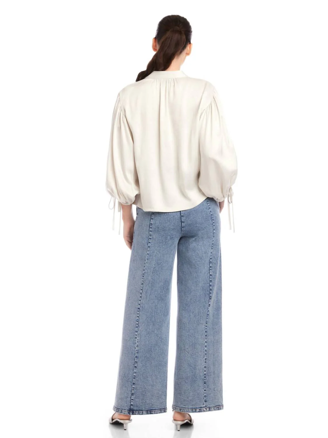 Madison Tie Sleeve Blouse In Off White - Image 2