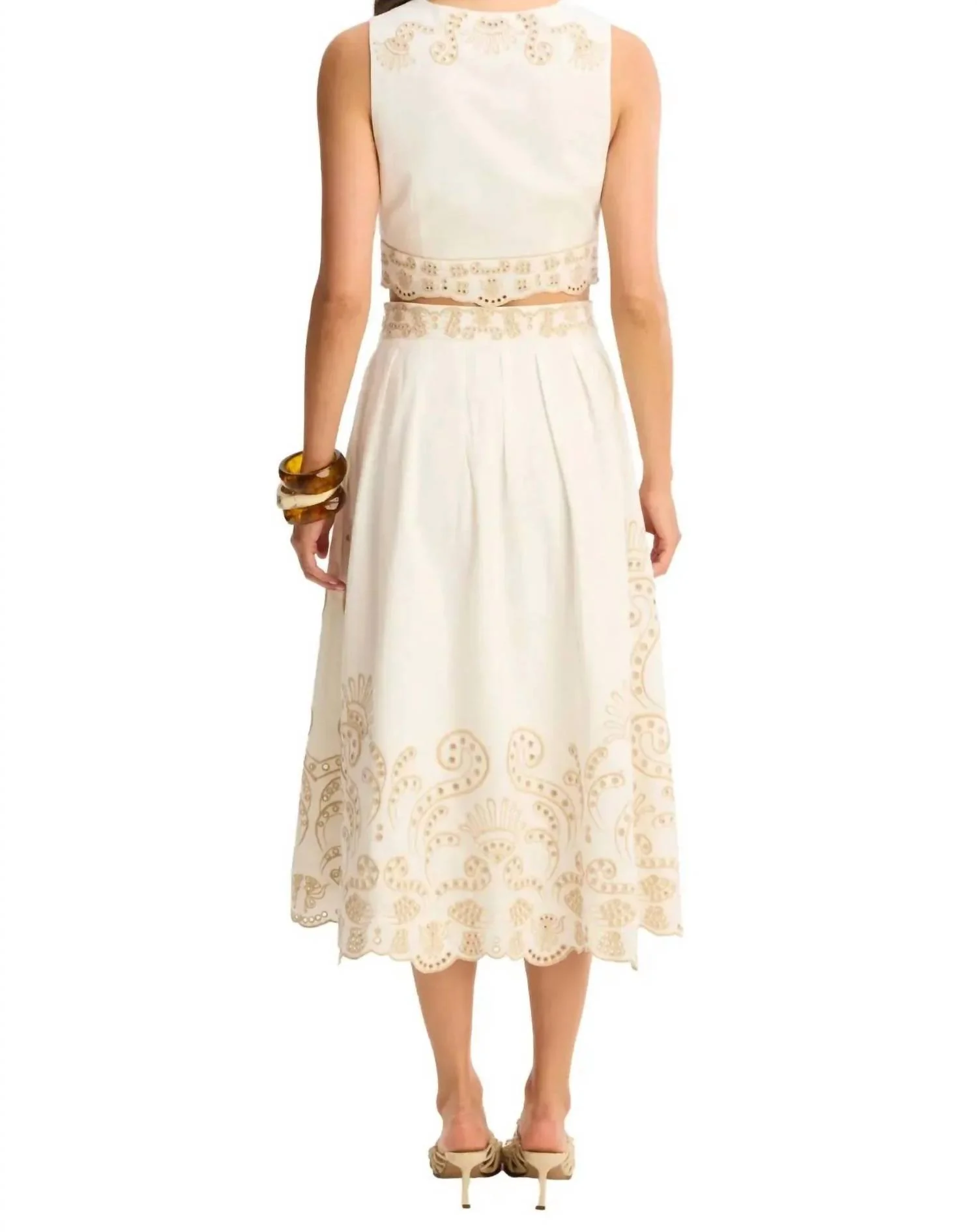 Maeve Midi Skirt In Off White/sand - Image 2