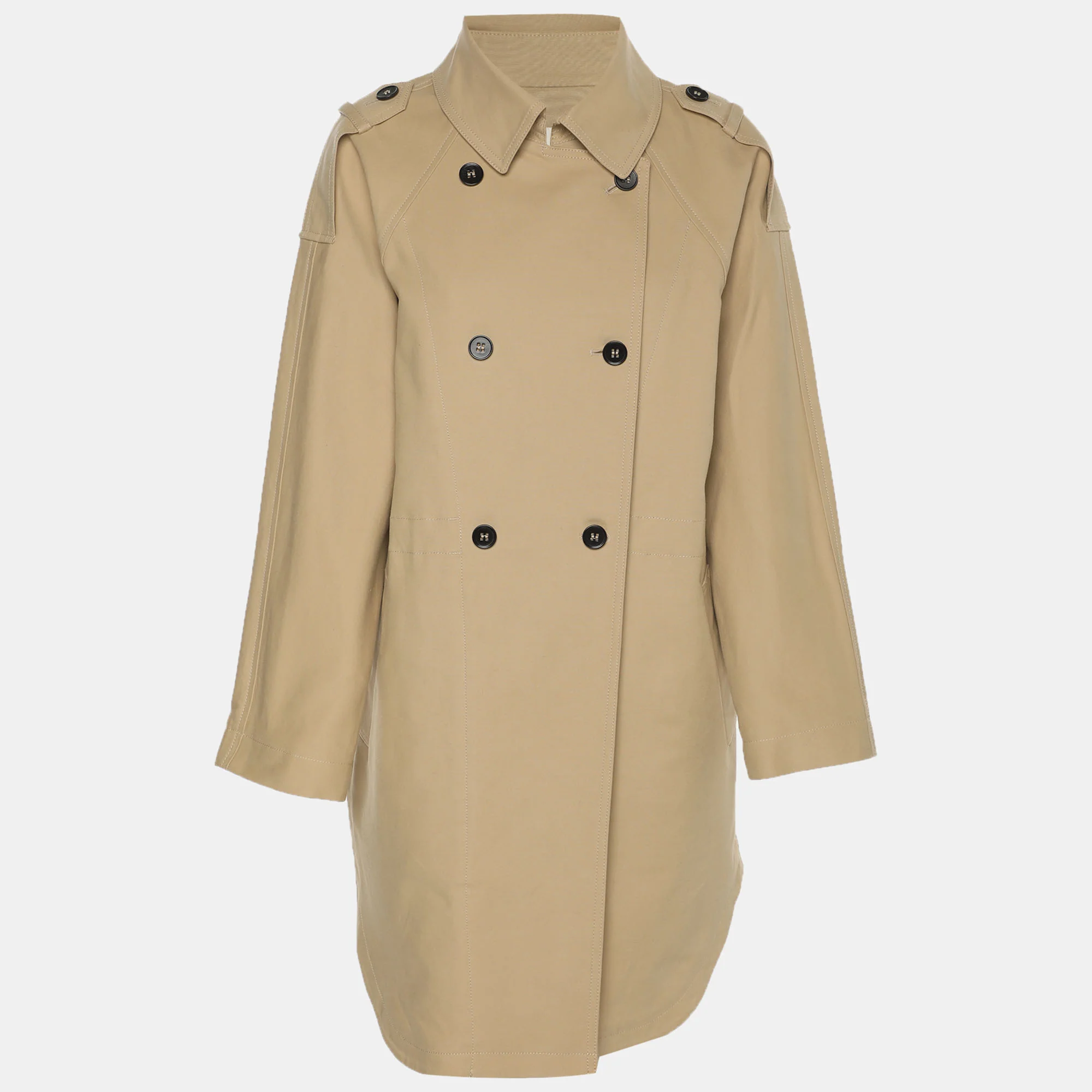 Maje Beige Stretch Cotton Double Breasted Coat