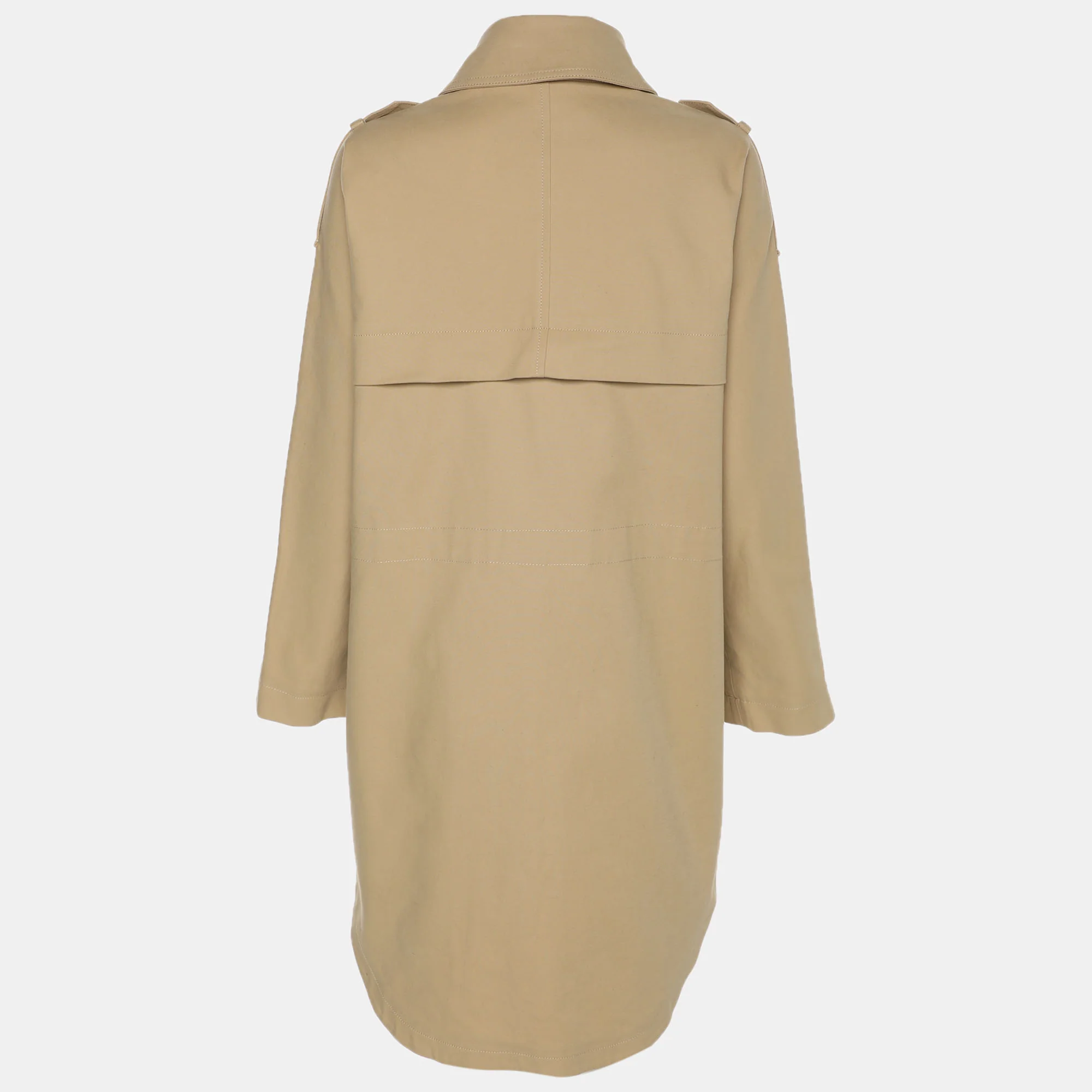 Maje Beige Stretch Cotton Double Breasted Coat - Image 3