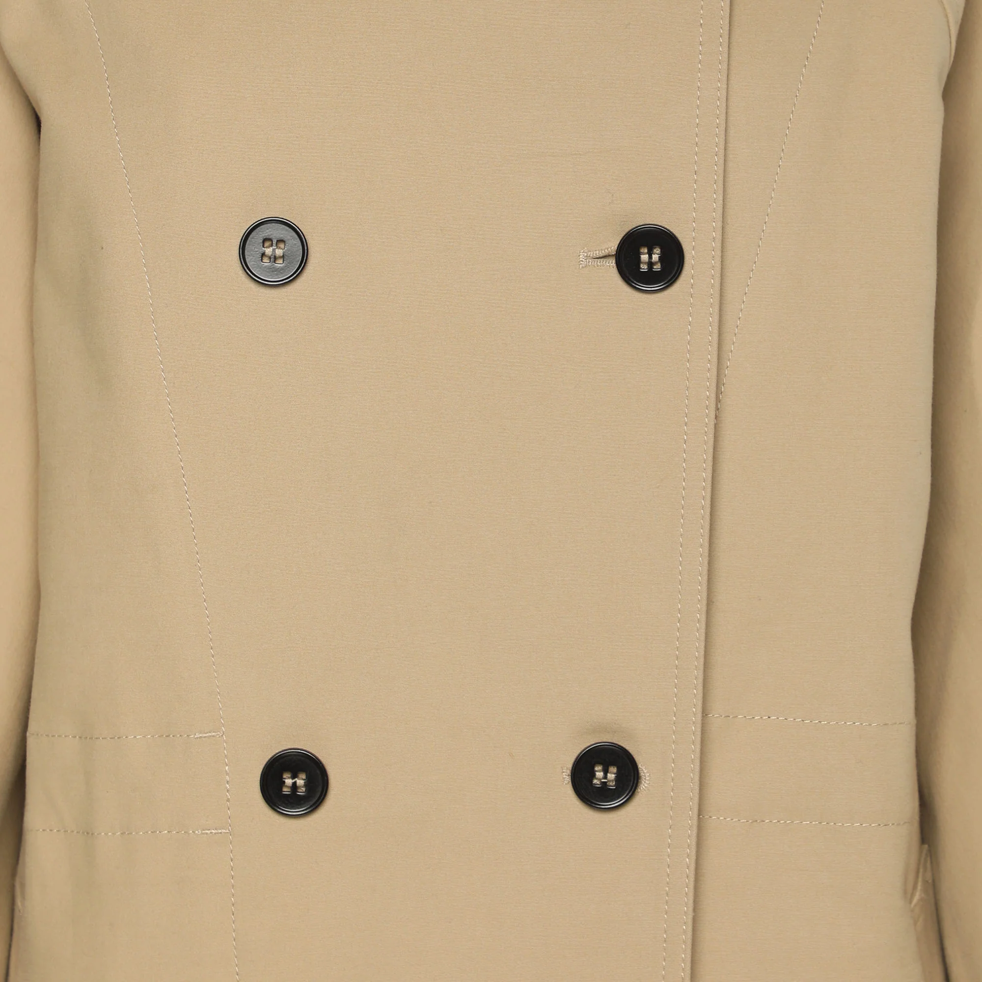 Maje Beige Stretch Cotton Double Breasted Coat - Image 4