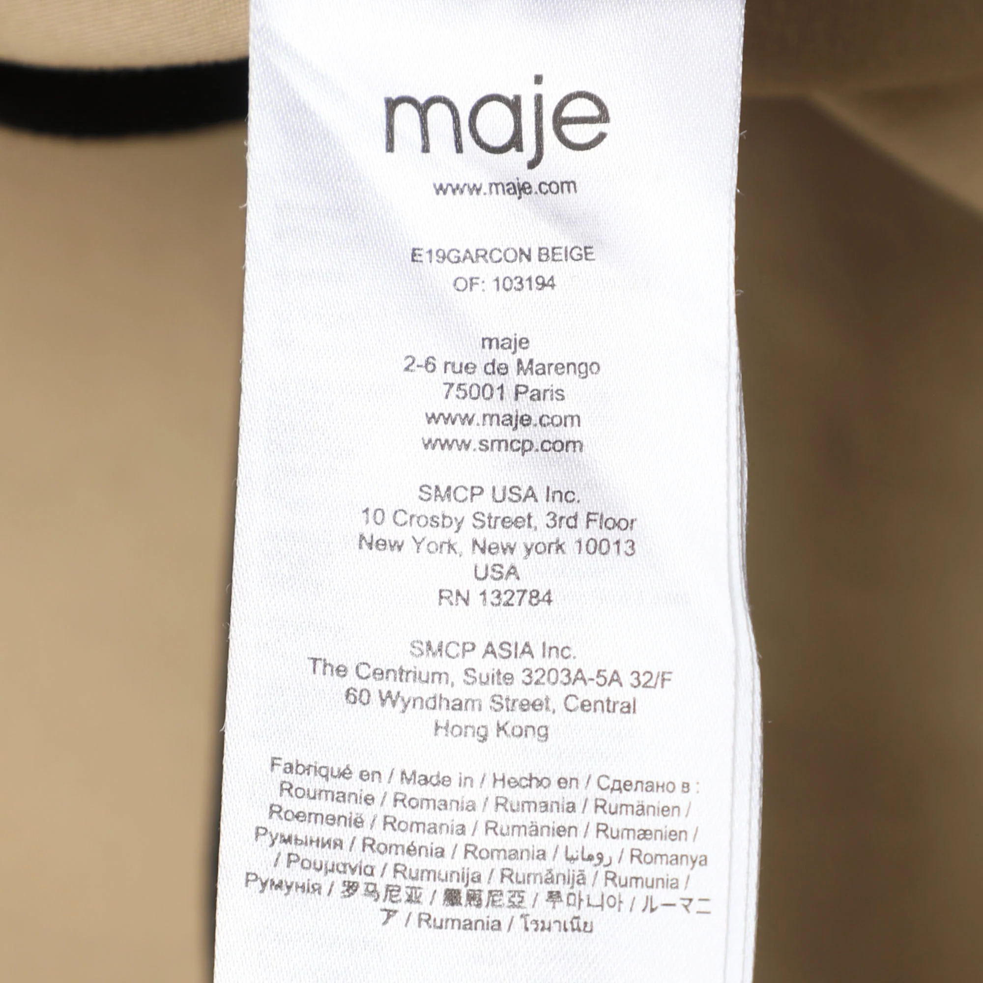 Maje Beige Stretch Cotton Double Breasted Coat - Image 6