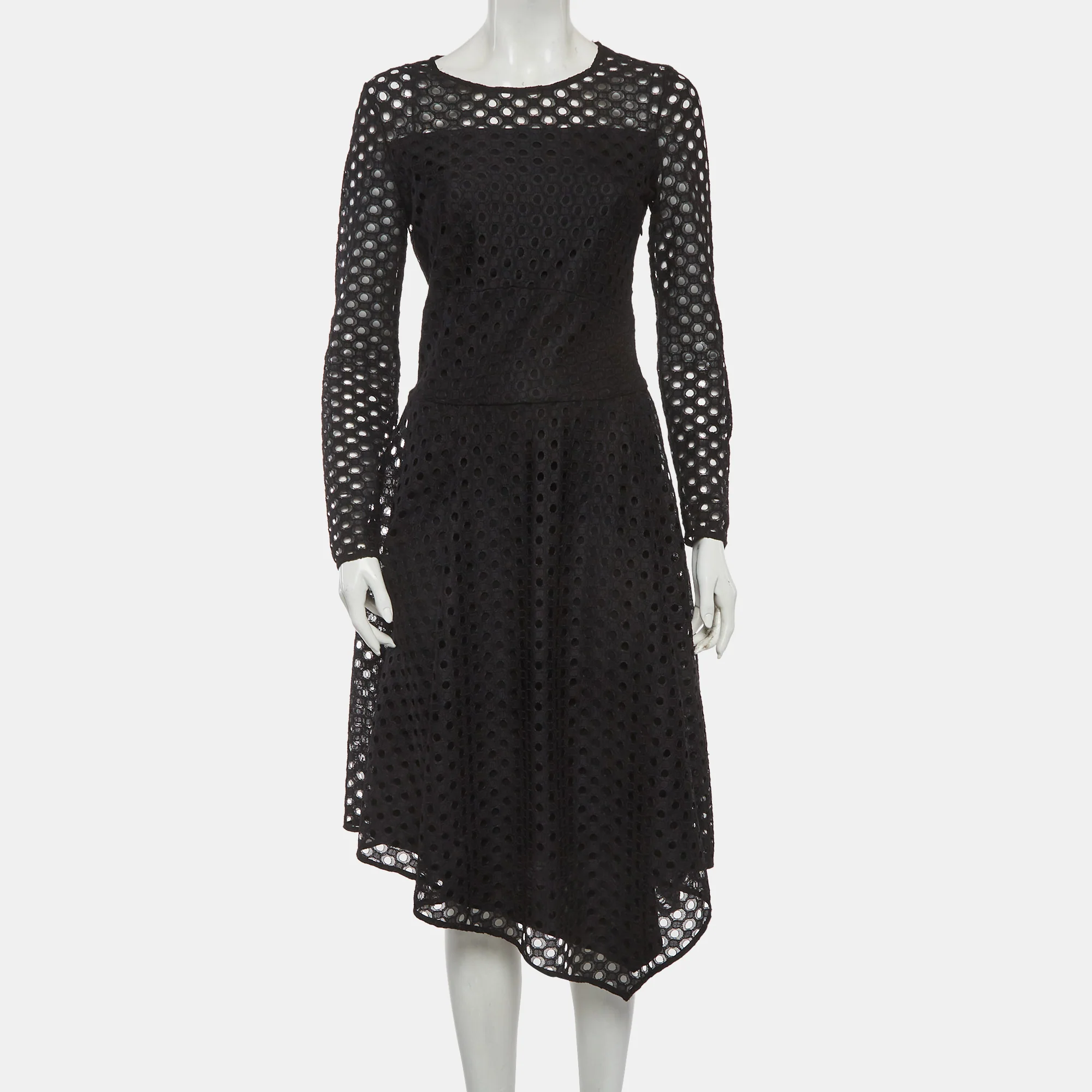 Maje Black Eyelet Lace Fit And Flare Midi Dress - Image 2