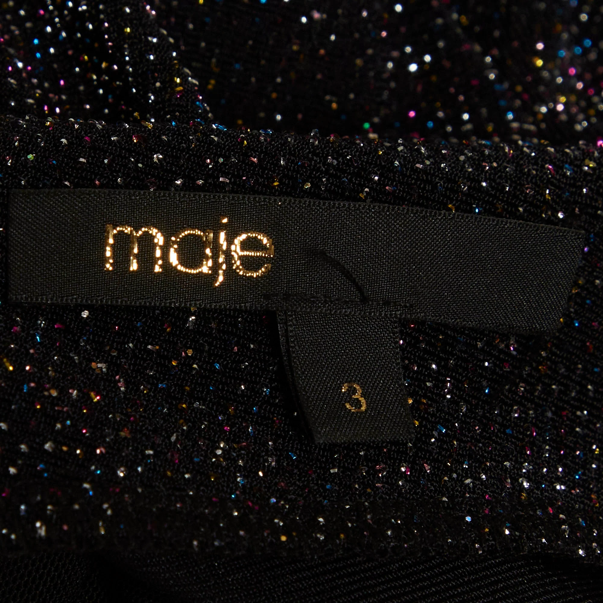 Maje Black Metallic Jersey Rio Midi Dress - Image 5