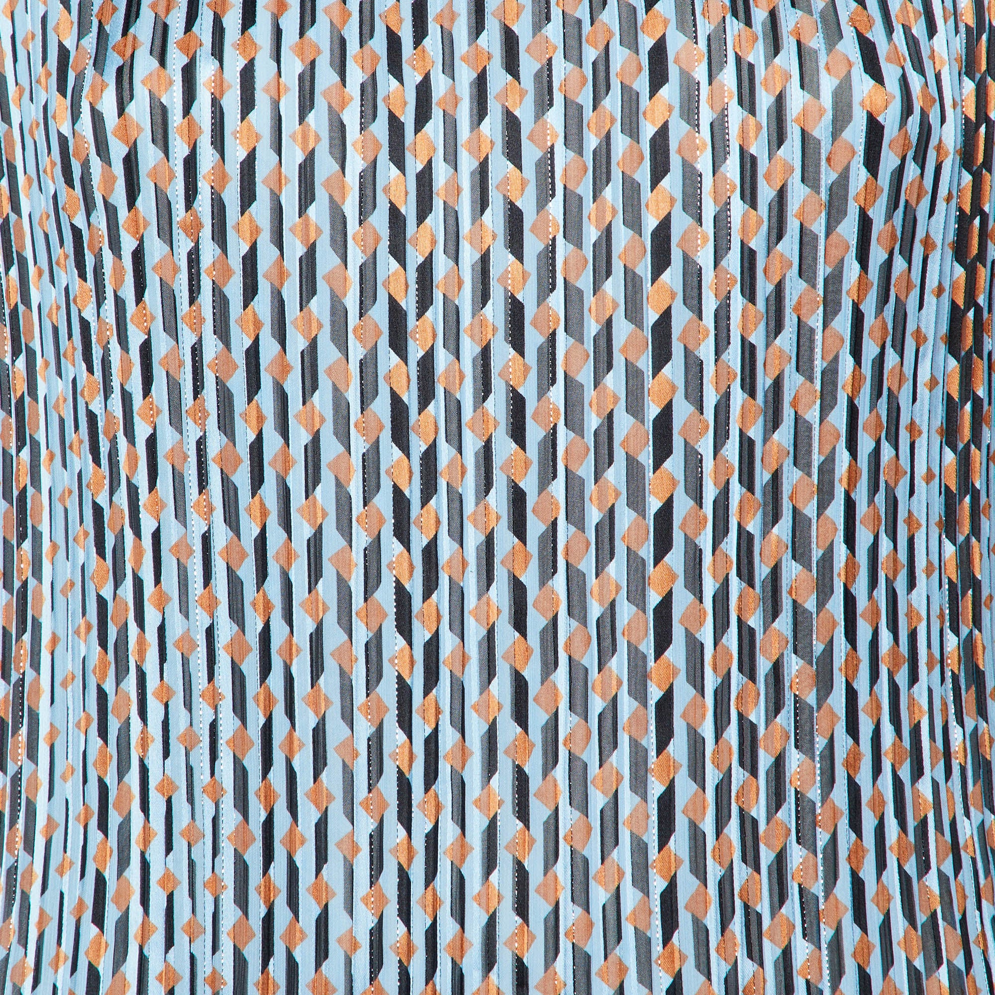 Maje Blue Geometric Print Lurex Plisse Rockilane Mini Dress - Image 4
