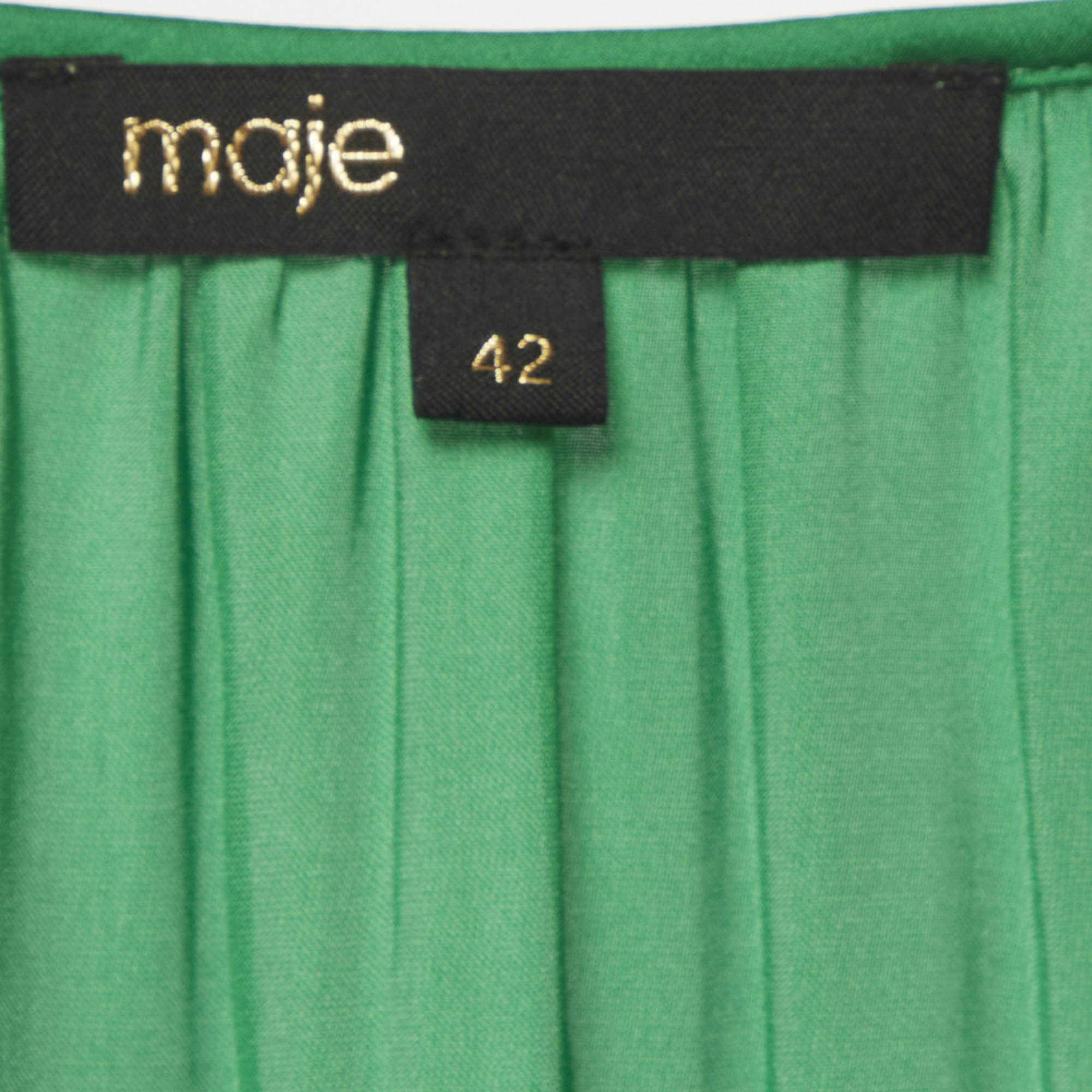 Maje Green Satin Ruffled Midi Dress - Image 5