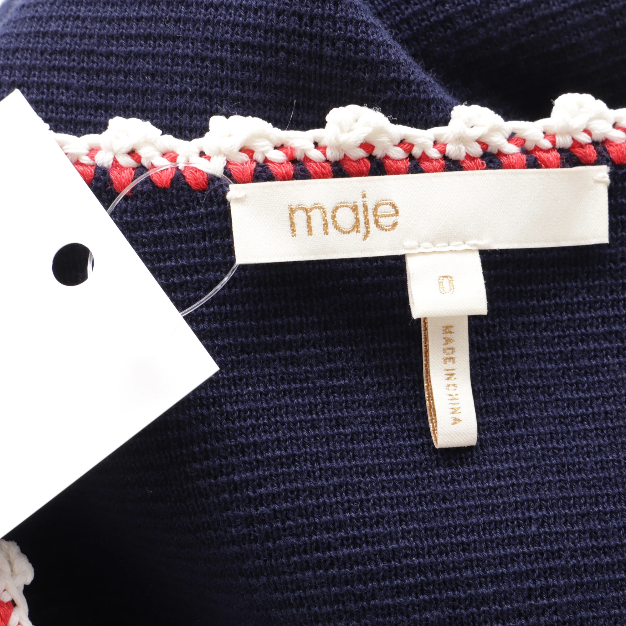 Maje Moulinette Contrast Trim Cardigan in Navy Blue Cotton - Image 5