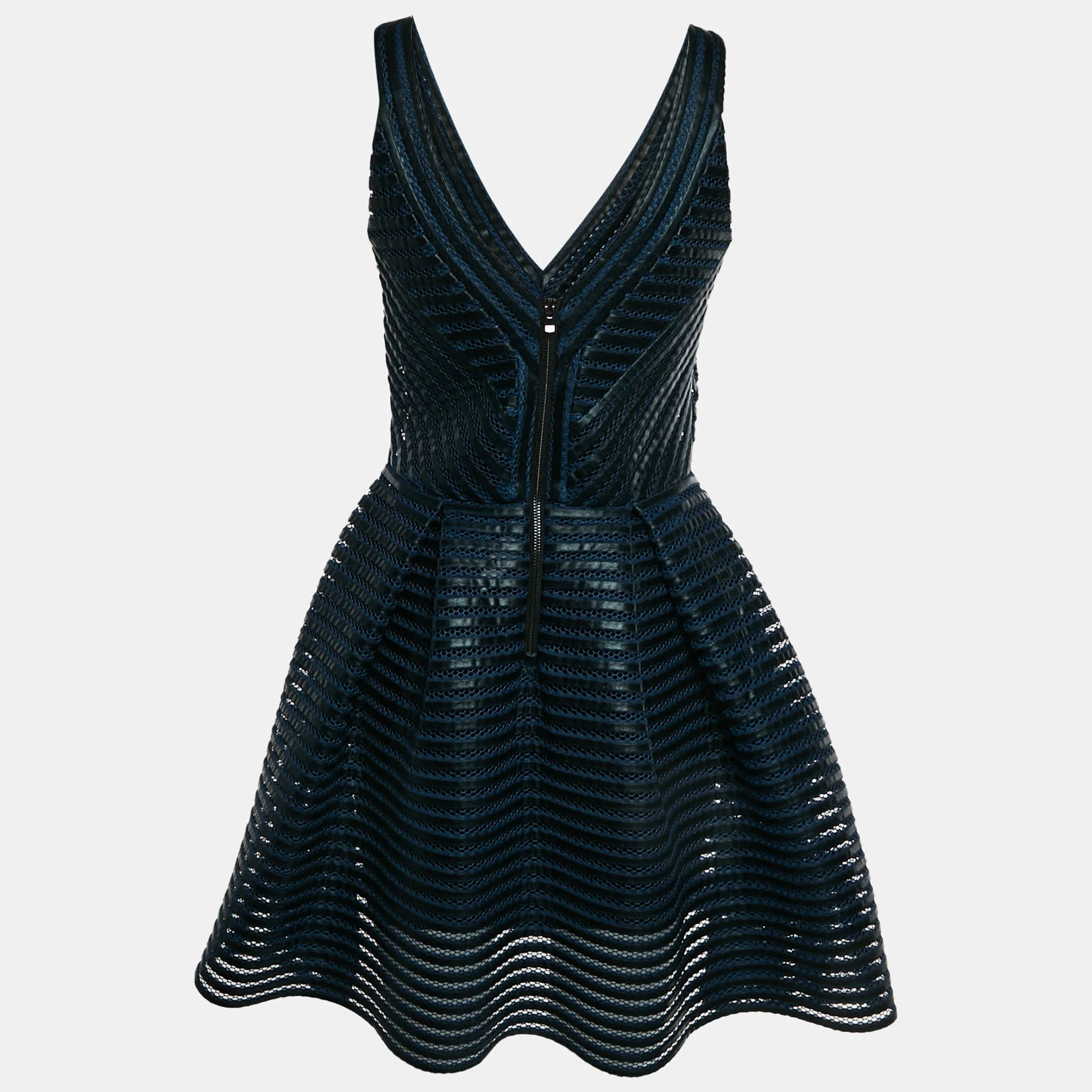 Maje Navy Blue/black Striped Synthetic Mesh Rosemount Mini Dress - Image 3