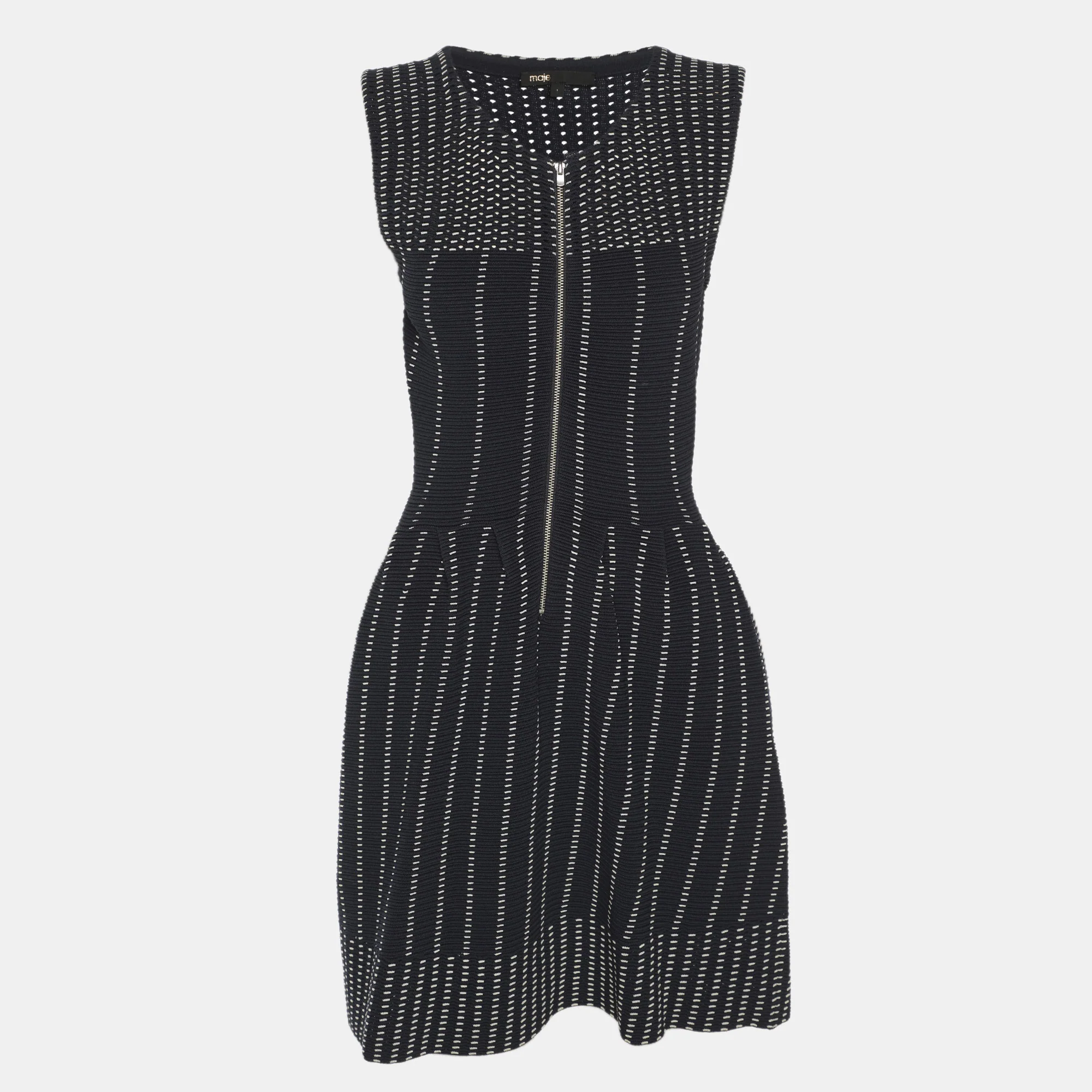 Maje Navy Blue Stretch Knit Midi Dress