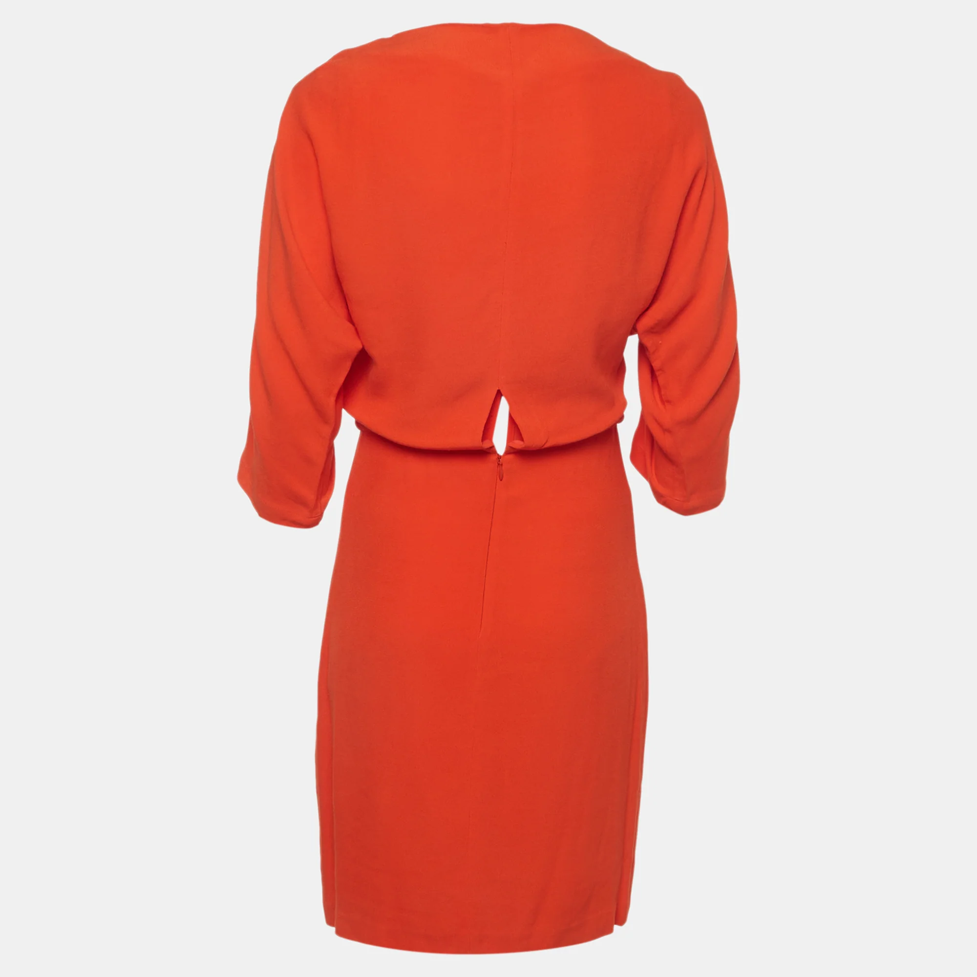 Maje Orange Crepe Adjustable Sleeve Roan Mini Dress - Image 3