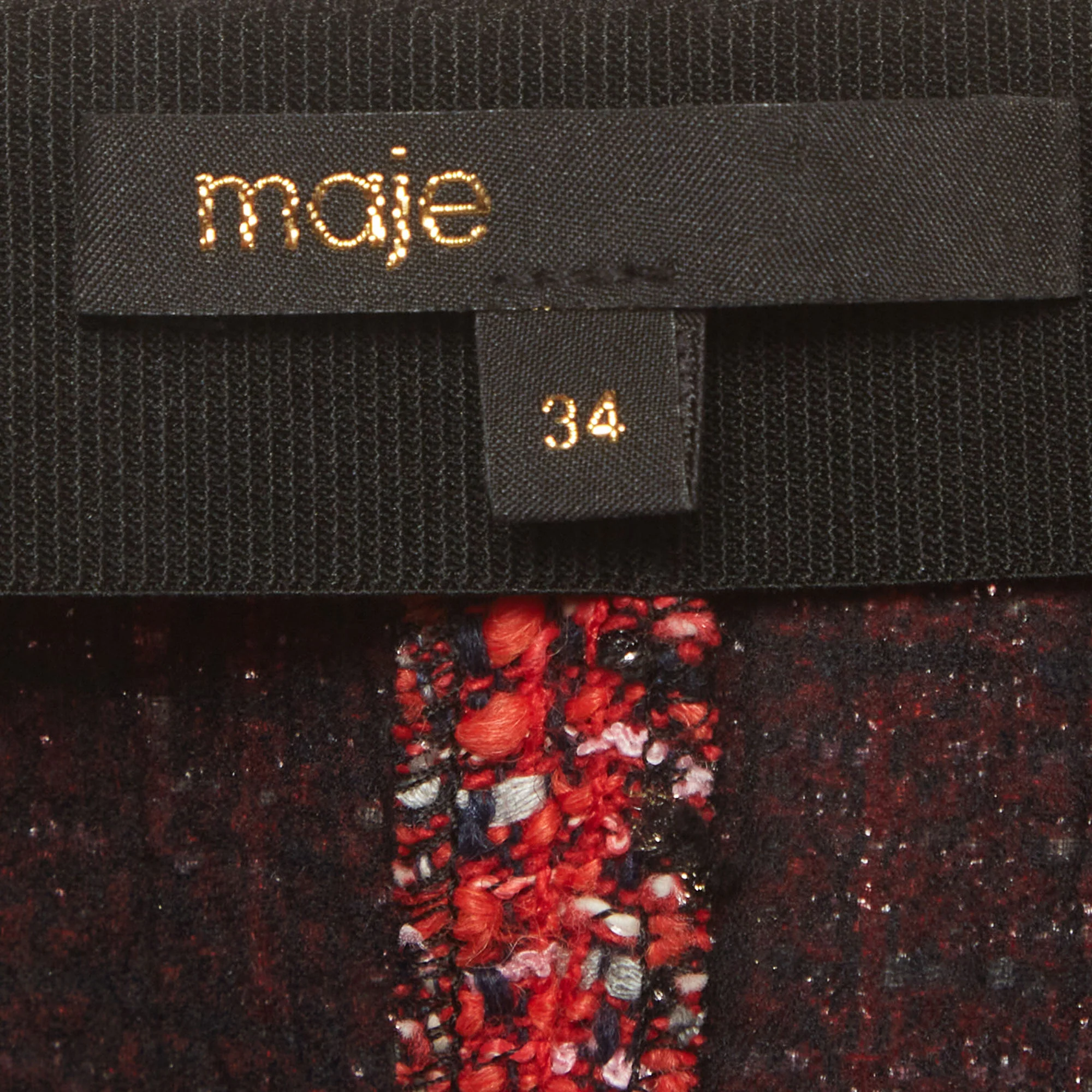 Maje Red Tweed Mid Rise Shorts - Image 5