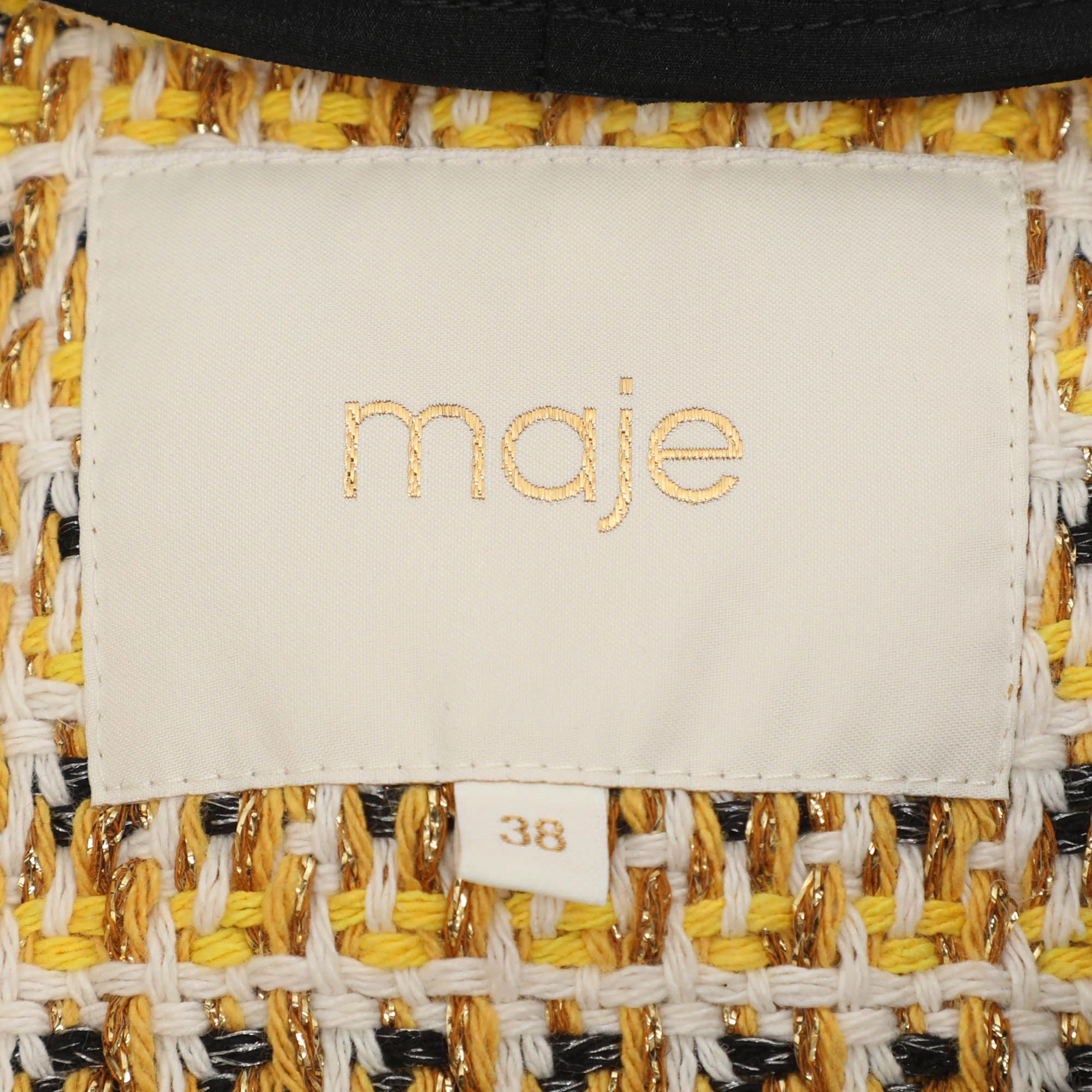 Maje Yellow Lurex Tweed Button Front Jacket - Image 6