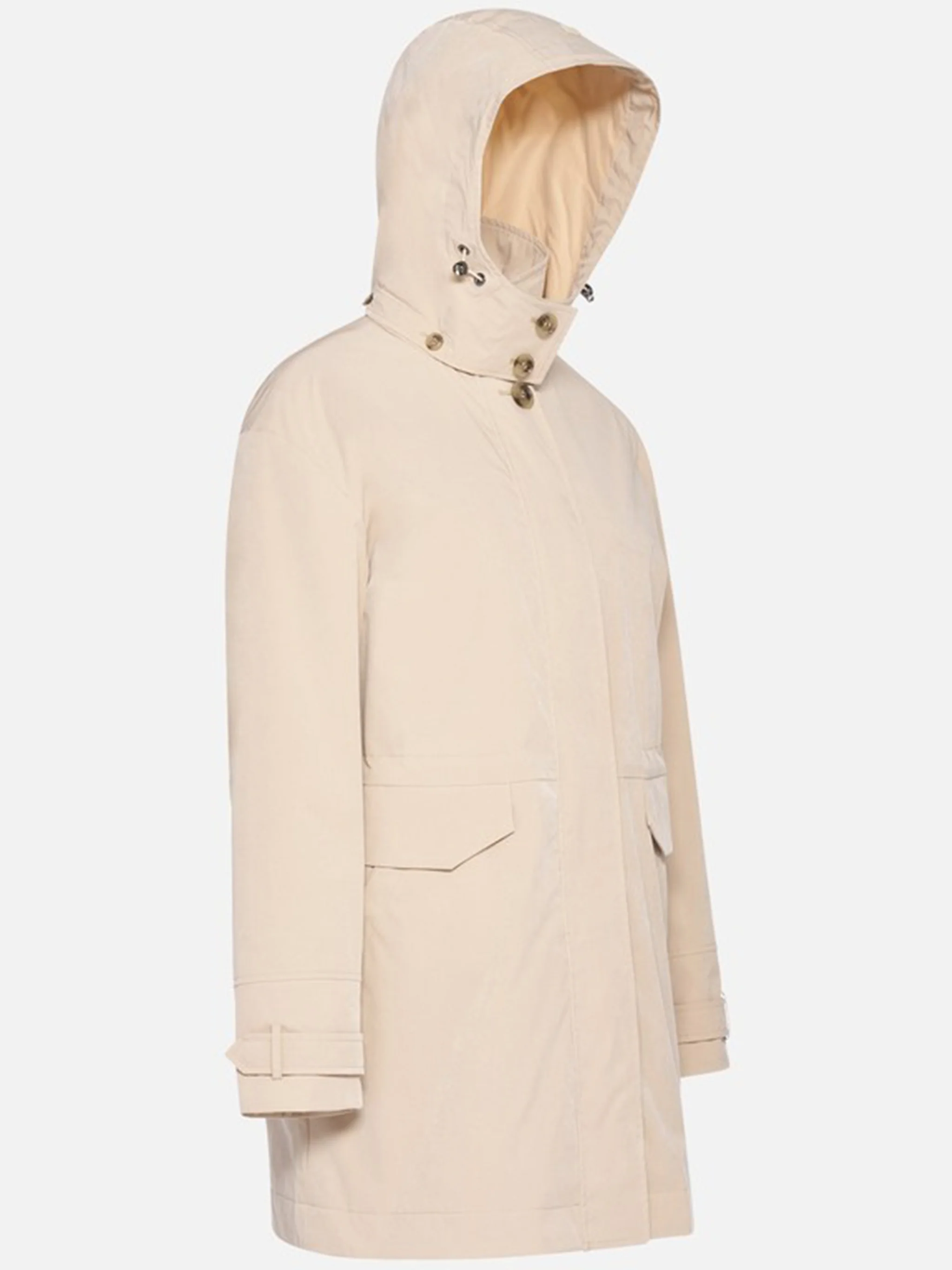 Mantinea Minimalist Soft Beige Hooded Jacket - Image 2