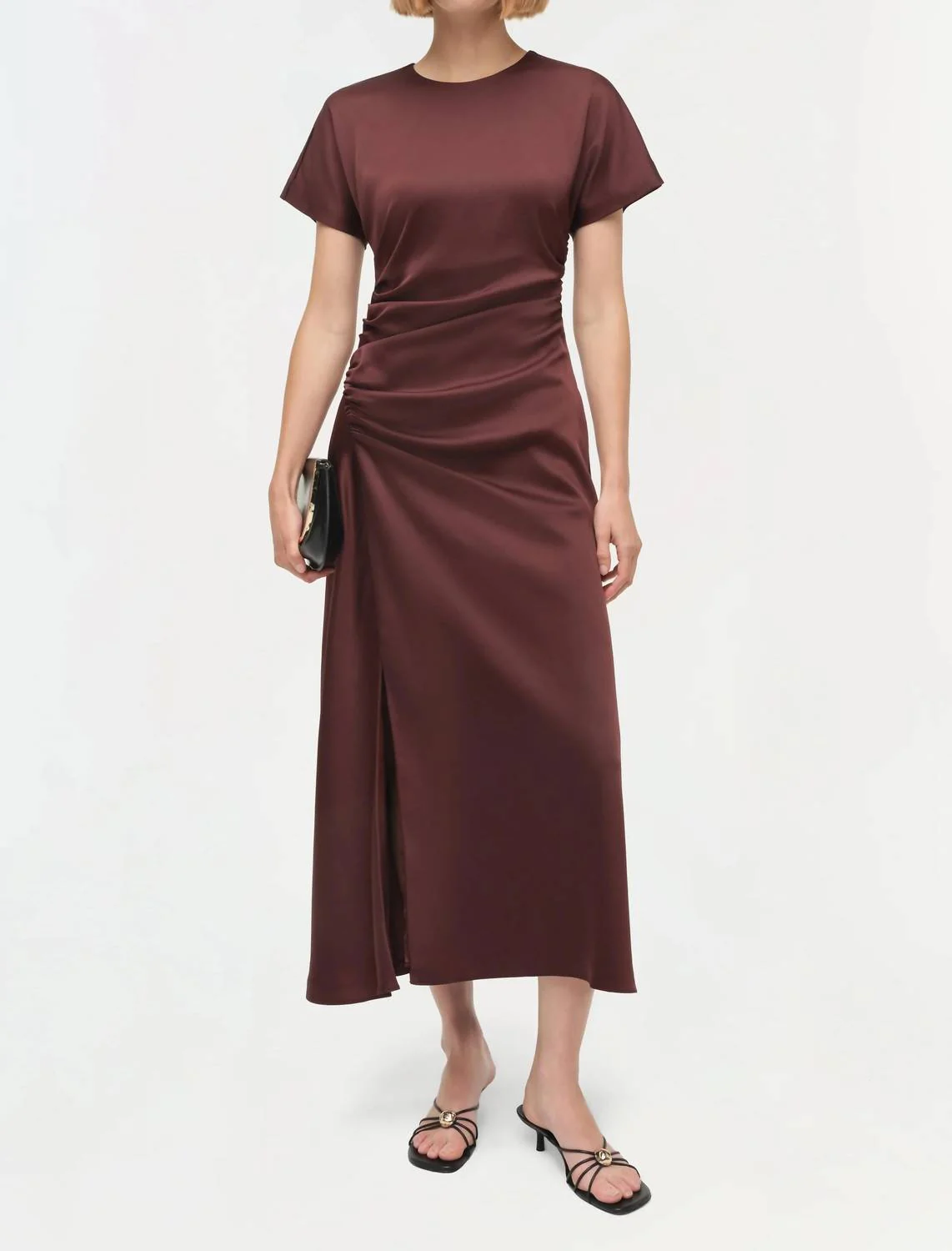 Marabella Draped Midi Dress In Mahogany