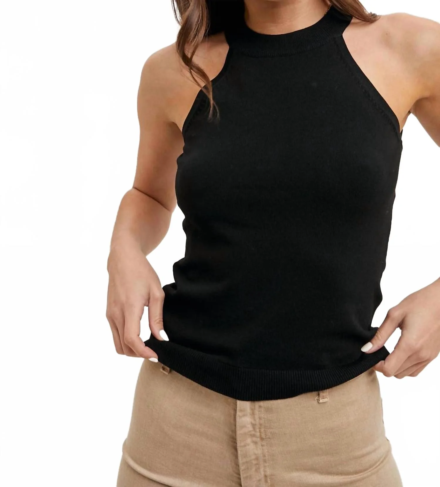 Marais Halter Neck Top In Black