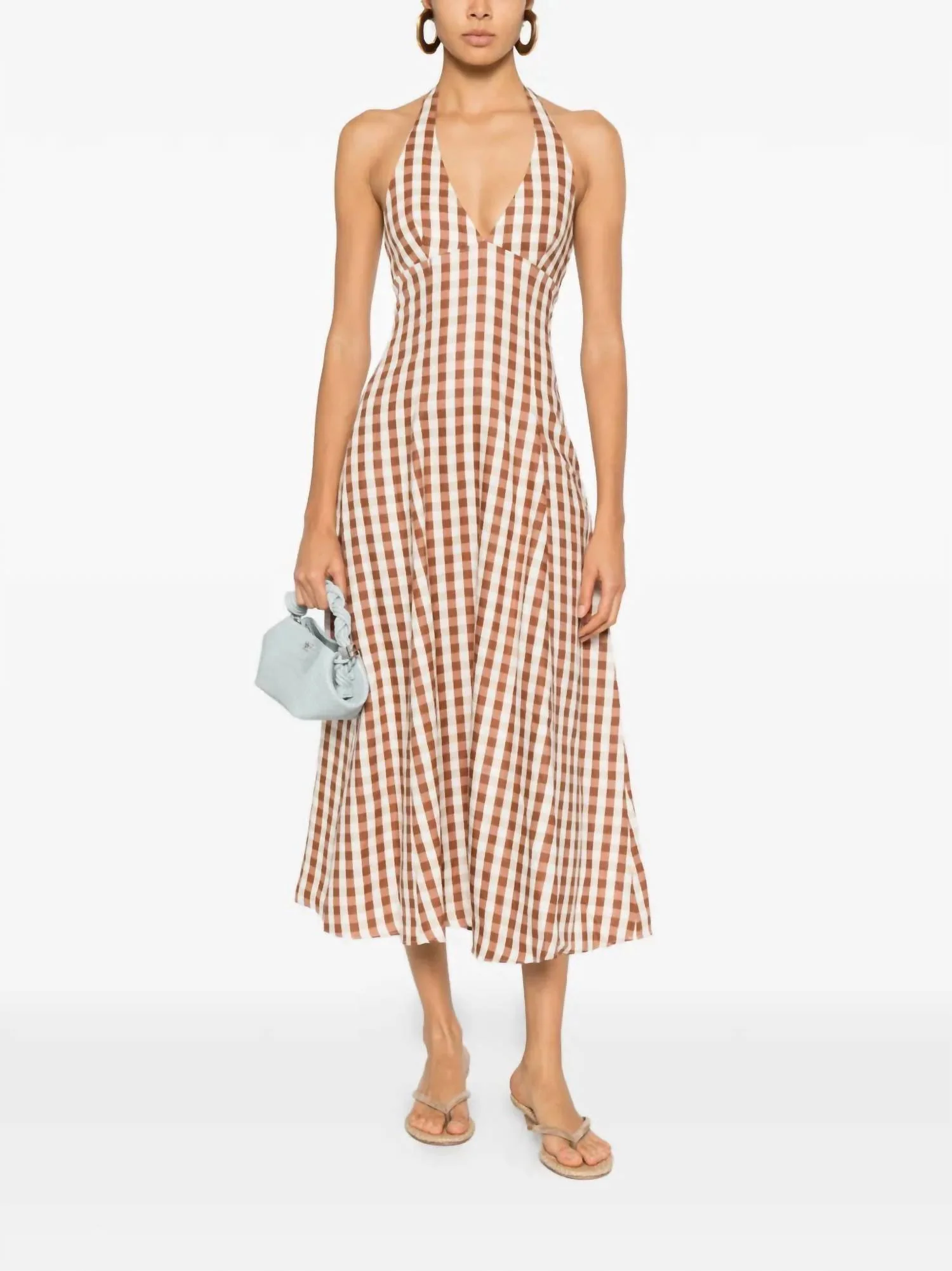 Marais Midi Dress In Gingham Cedar