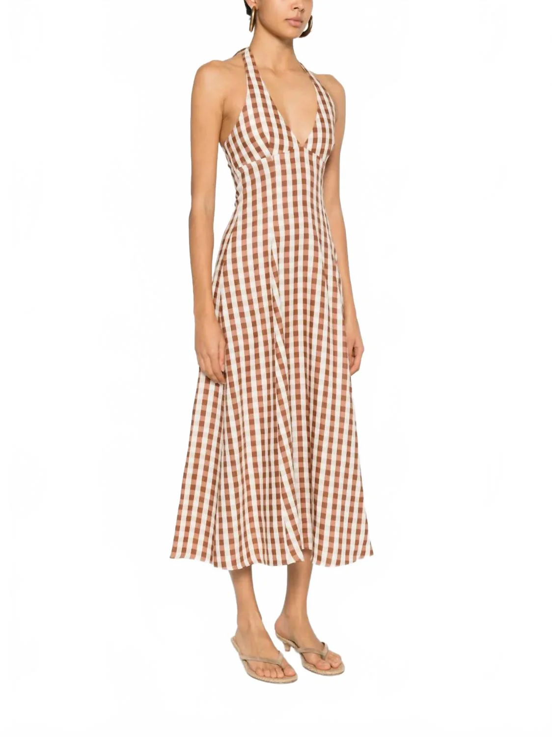 Marais Midi Dress In Gingham Cedar - Image 2