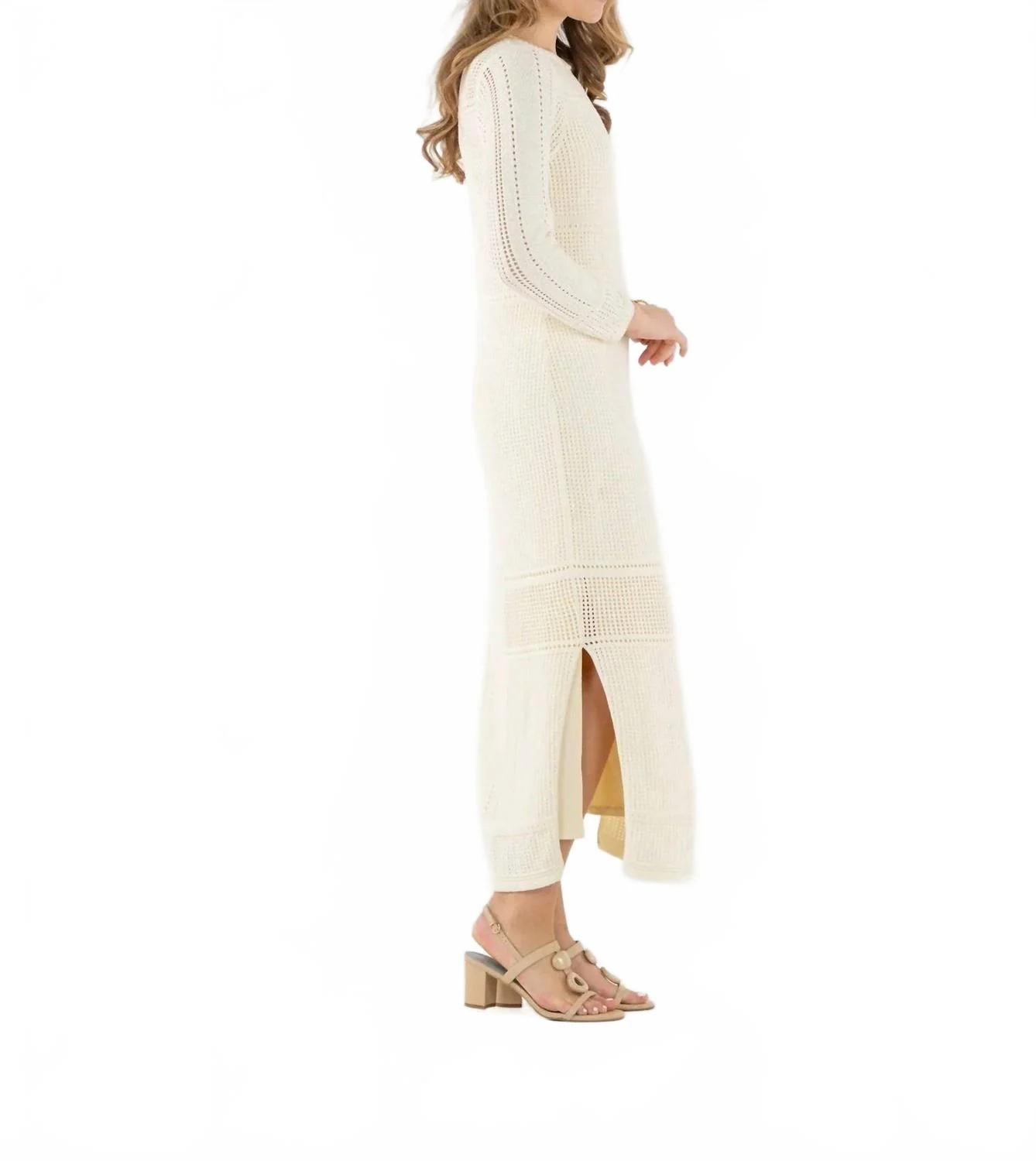 Marbella Knit Dress In Sandshell - Image 2