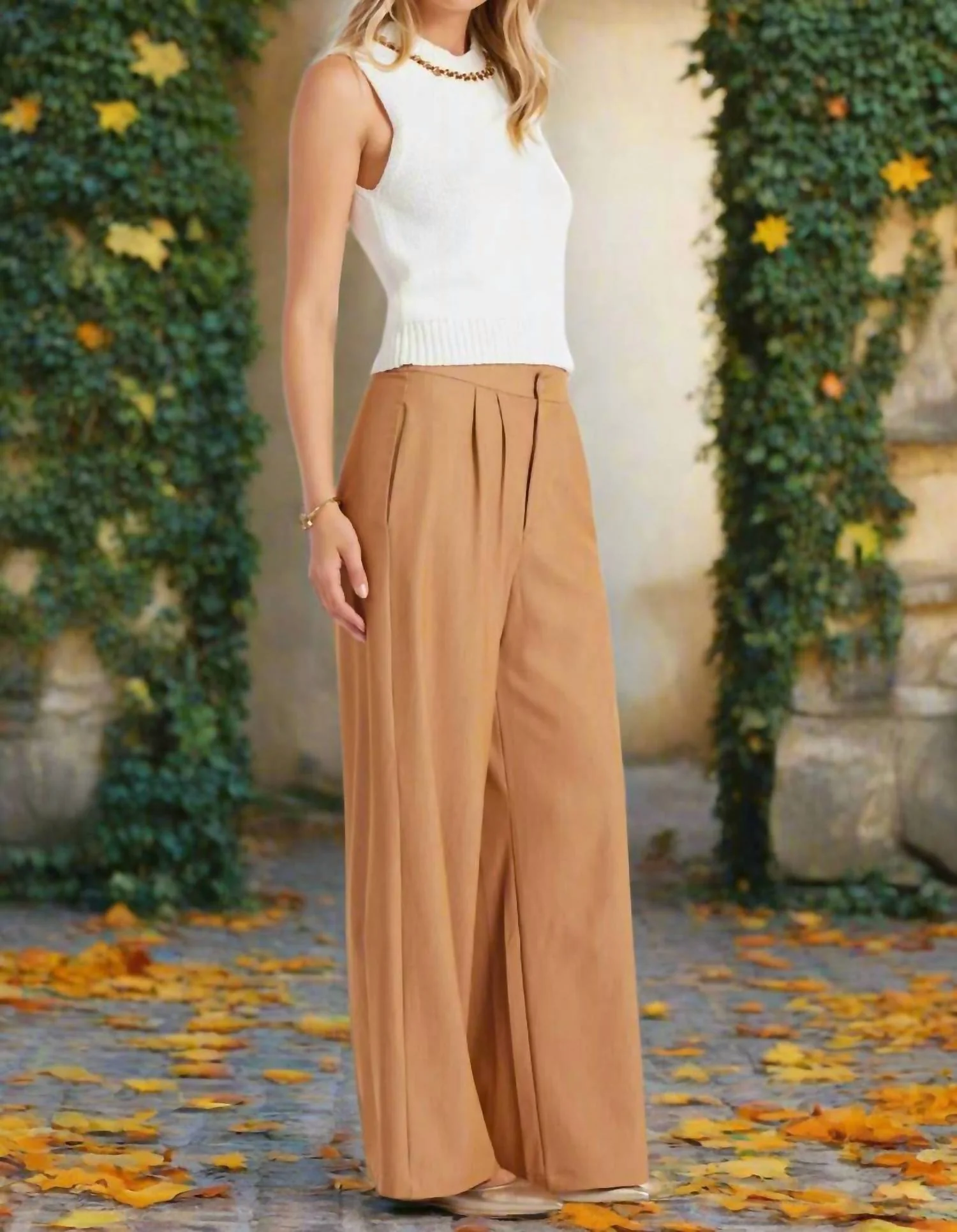 Marbella Wide Leg Pant In Honey