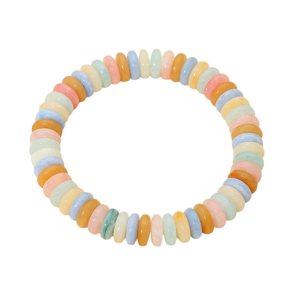 Marbled Flat Disc Beaded Stretch Bracelet - Image 2