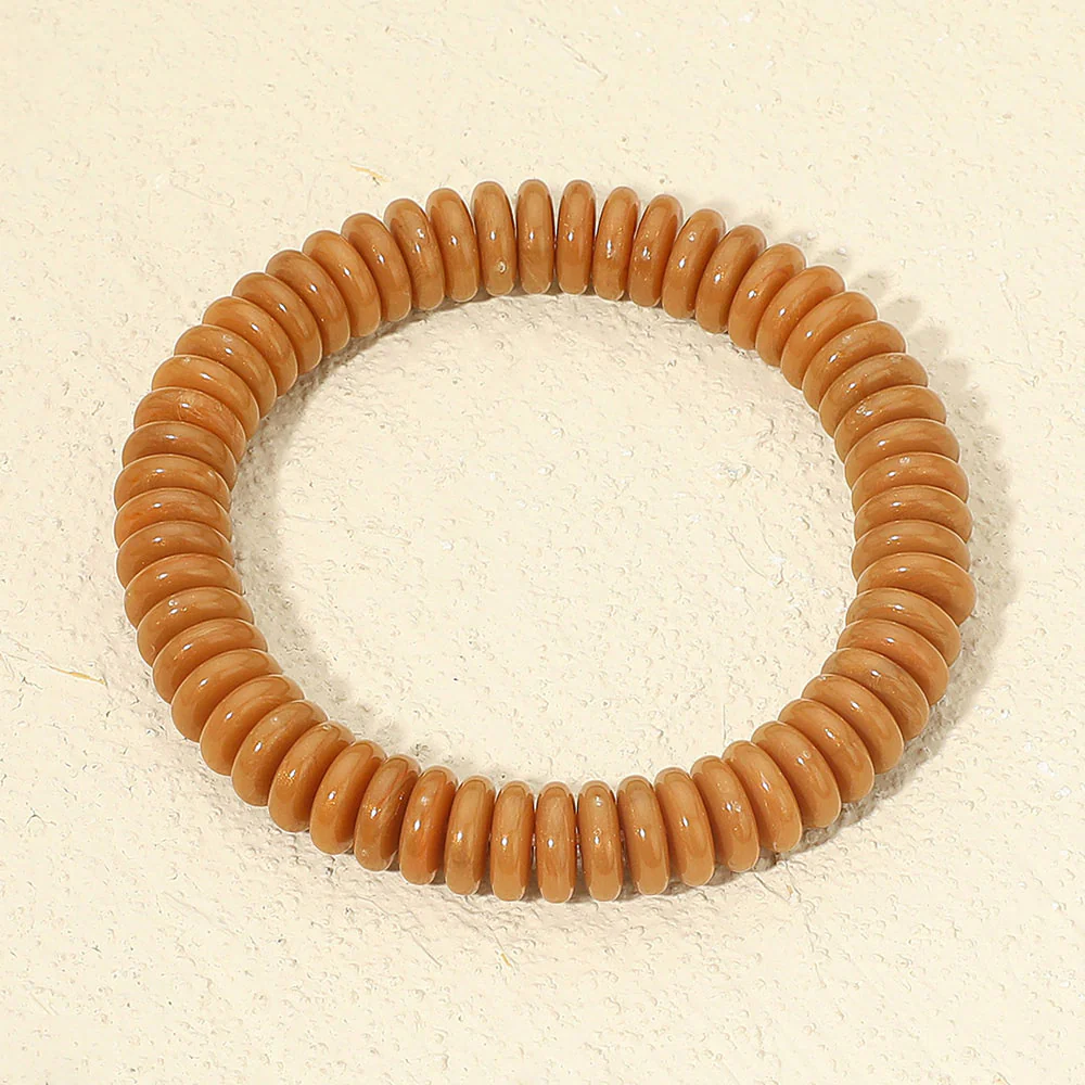 Marbled Flat Disc Beaded Stretch Bracelet - Image 5