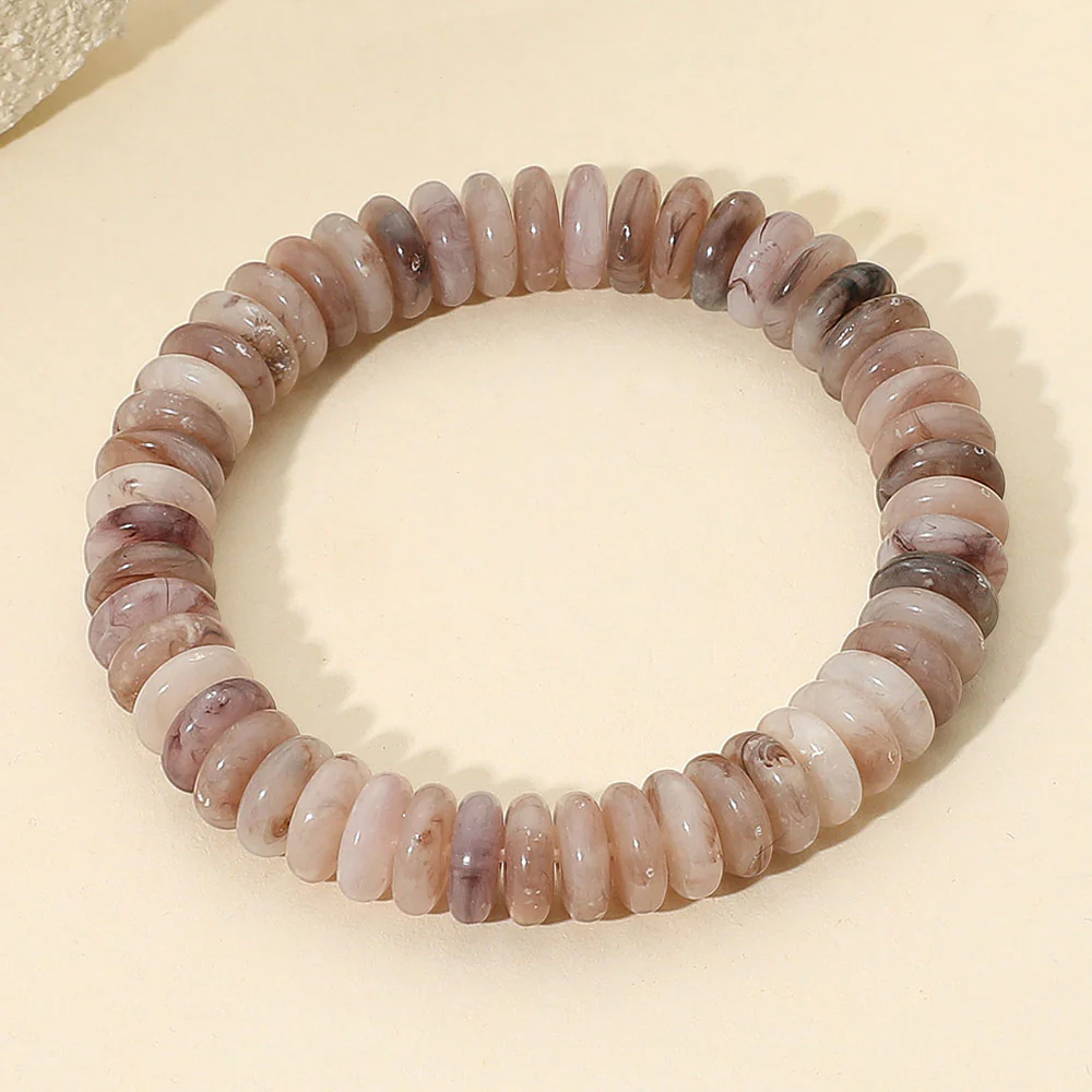Marbled Flat Disc Beaded Stretch Bracelet - Image 6