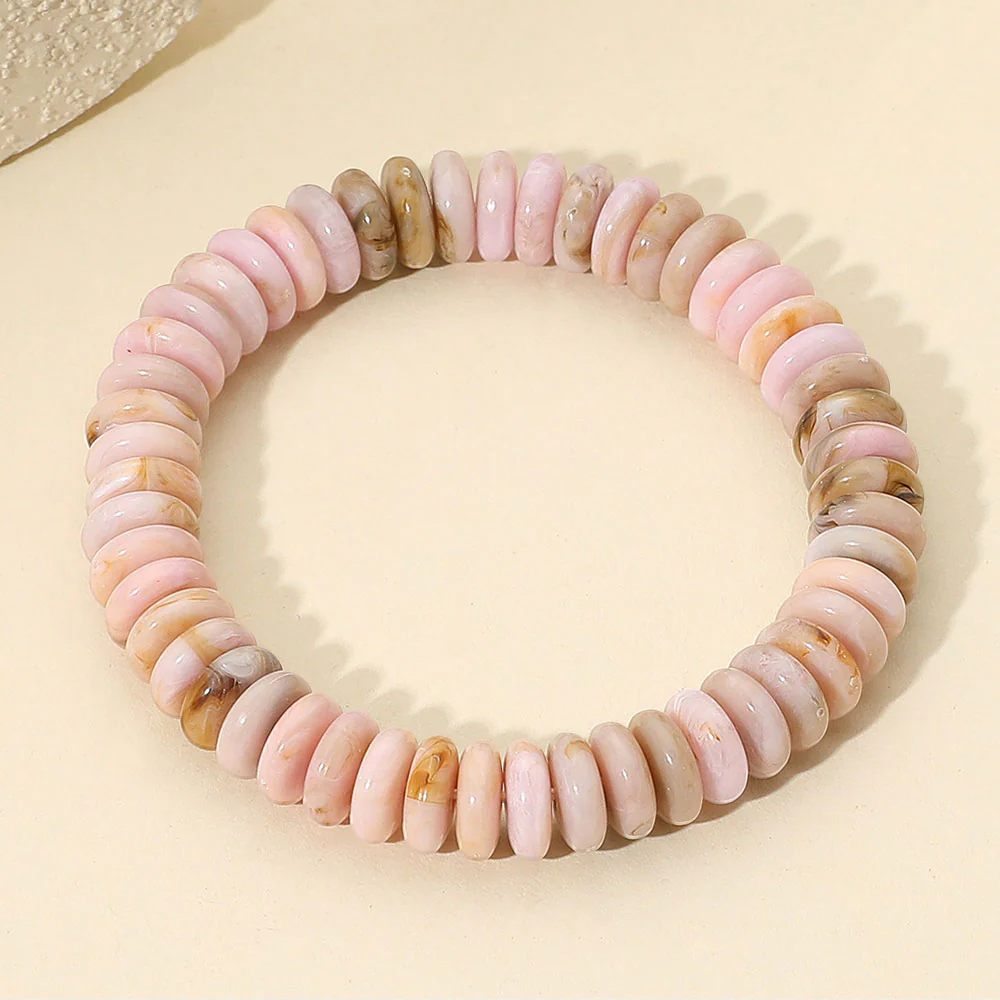 Marbled Flat Disc Beaded Stretch Bracelet - Image 9