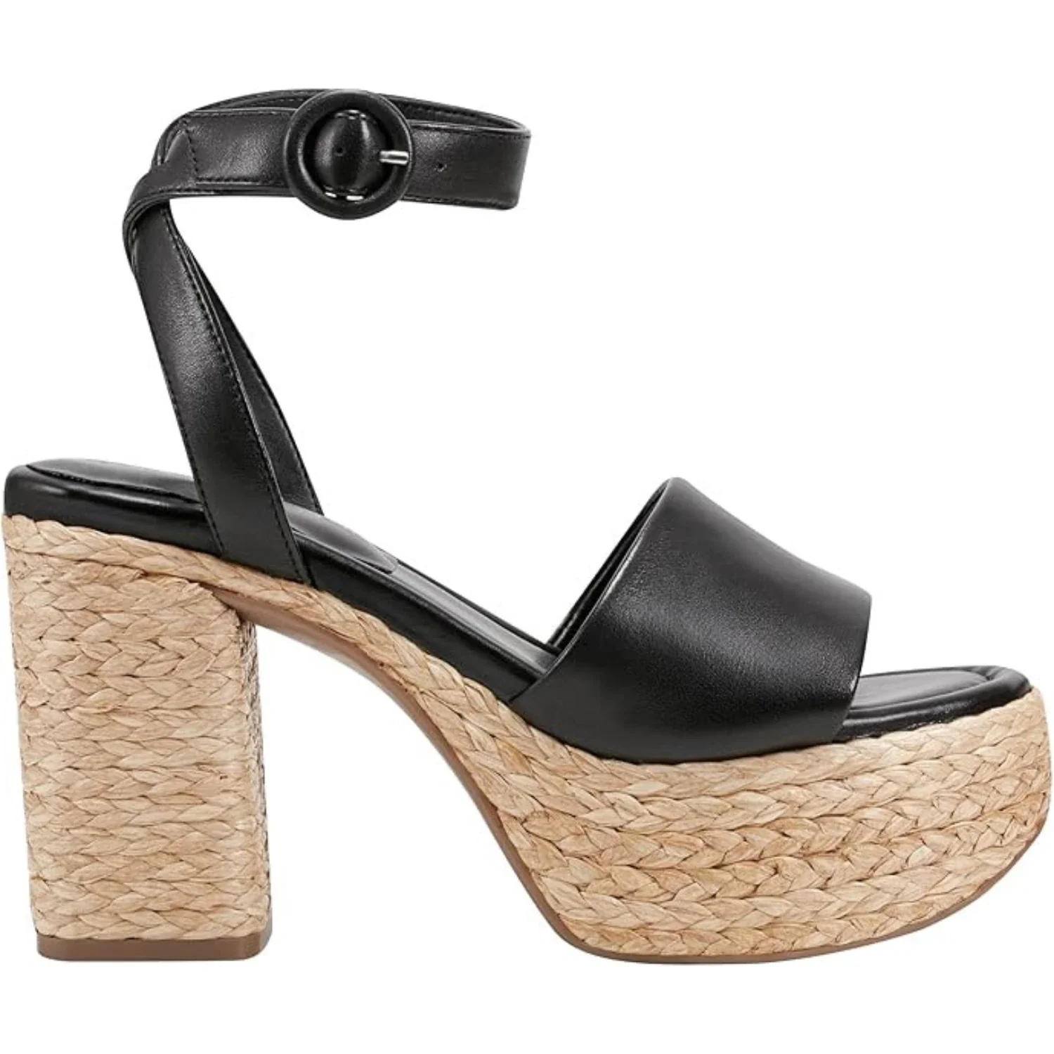 Marc Fisher LTD Palyca Sandals Women's Black Leather Block Heel HTAT1054 - Image 3
