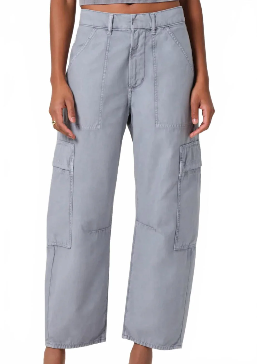 Marcelle Low Slung Easy Cargo Pants In Blue