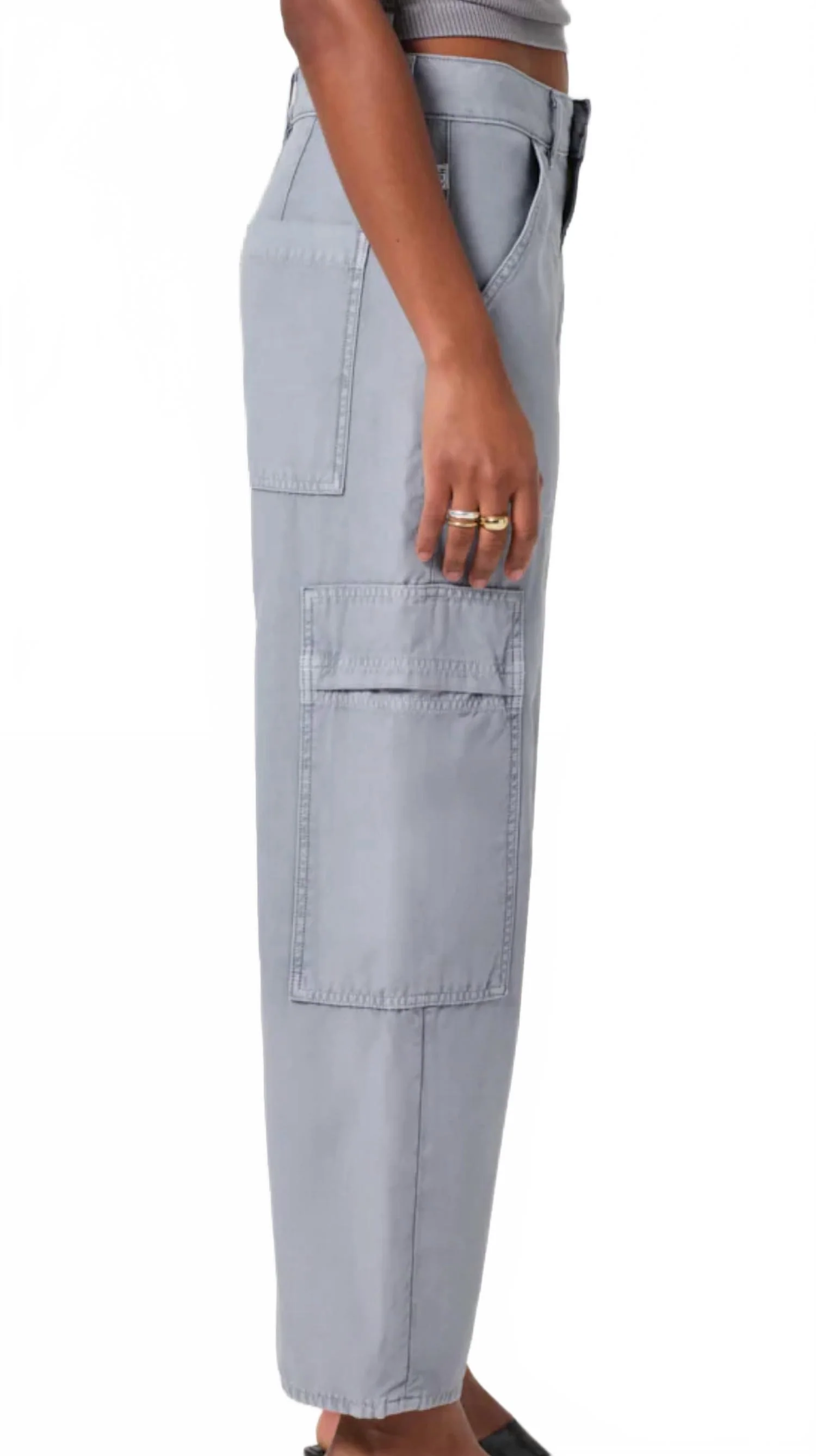 Marcelle Low Slung Easy Cargo Pants In Blue - Image 3