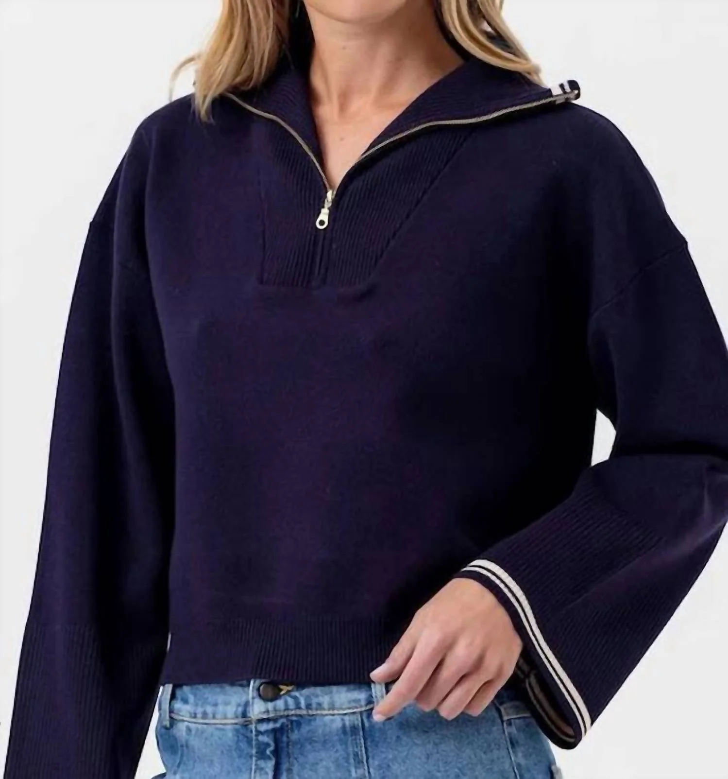 Maren Long Sleeve Sweater In Navy