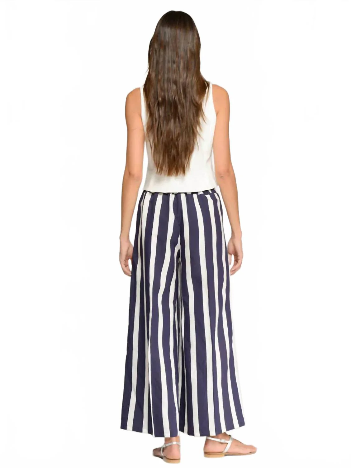 Marian Wide Leg Pants In Navy Stripe - Image 2