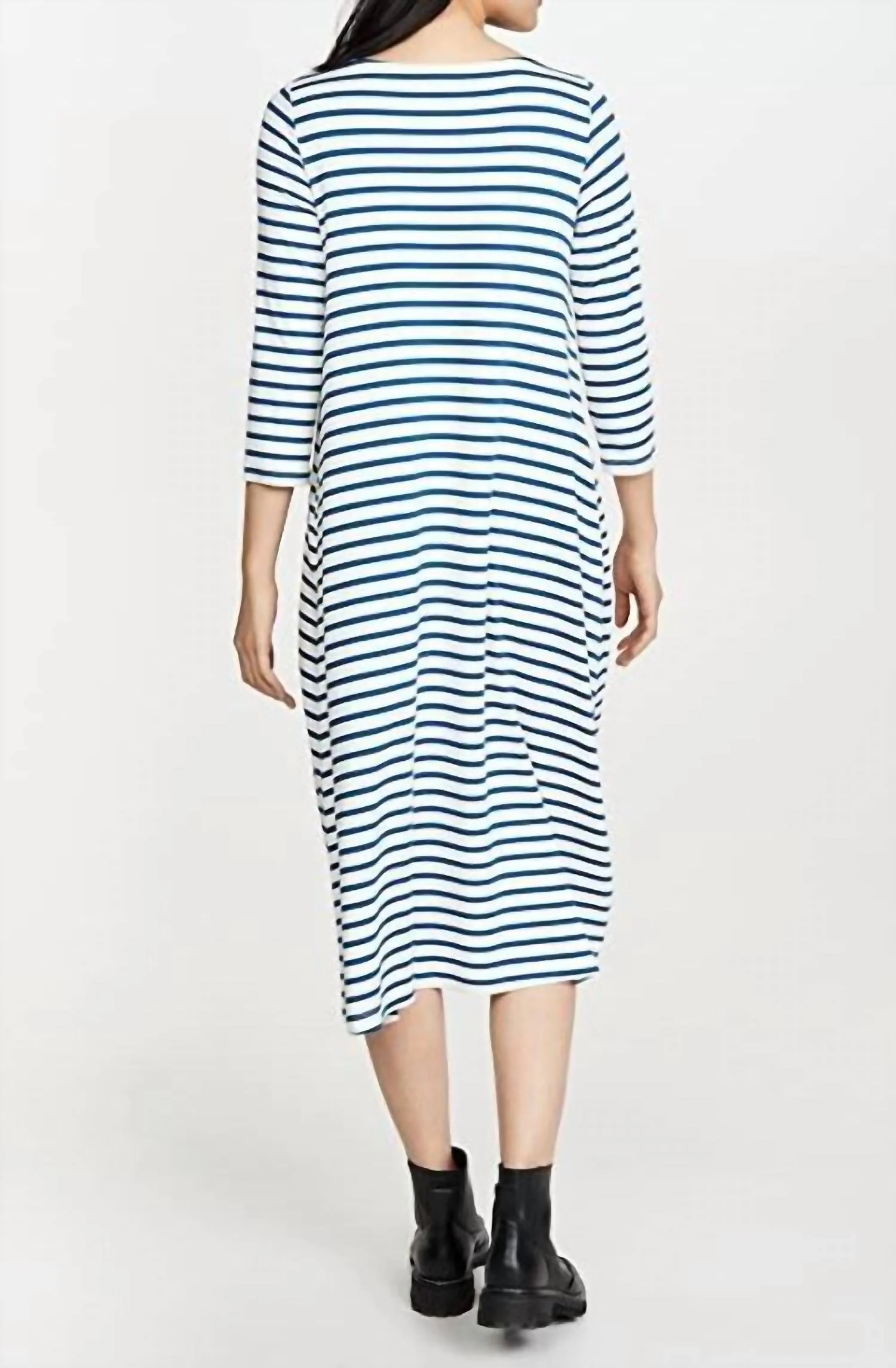 Marina Maternity Dress In Ivory/blue Stripe - Image 2