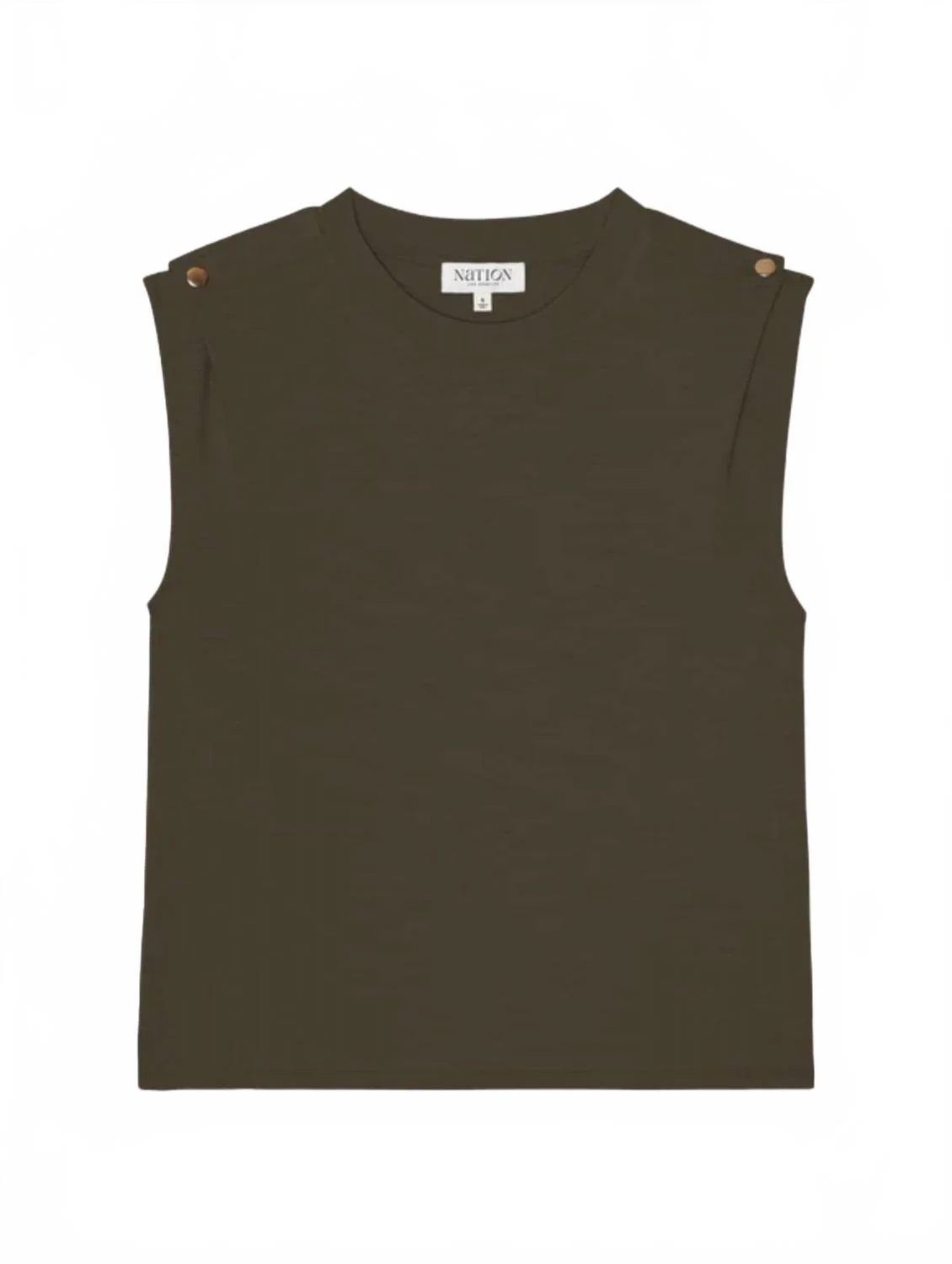 Marina Muscle Tee With Shoulder Pads In Espresso - Image 3