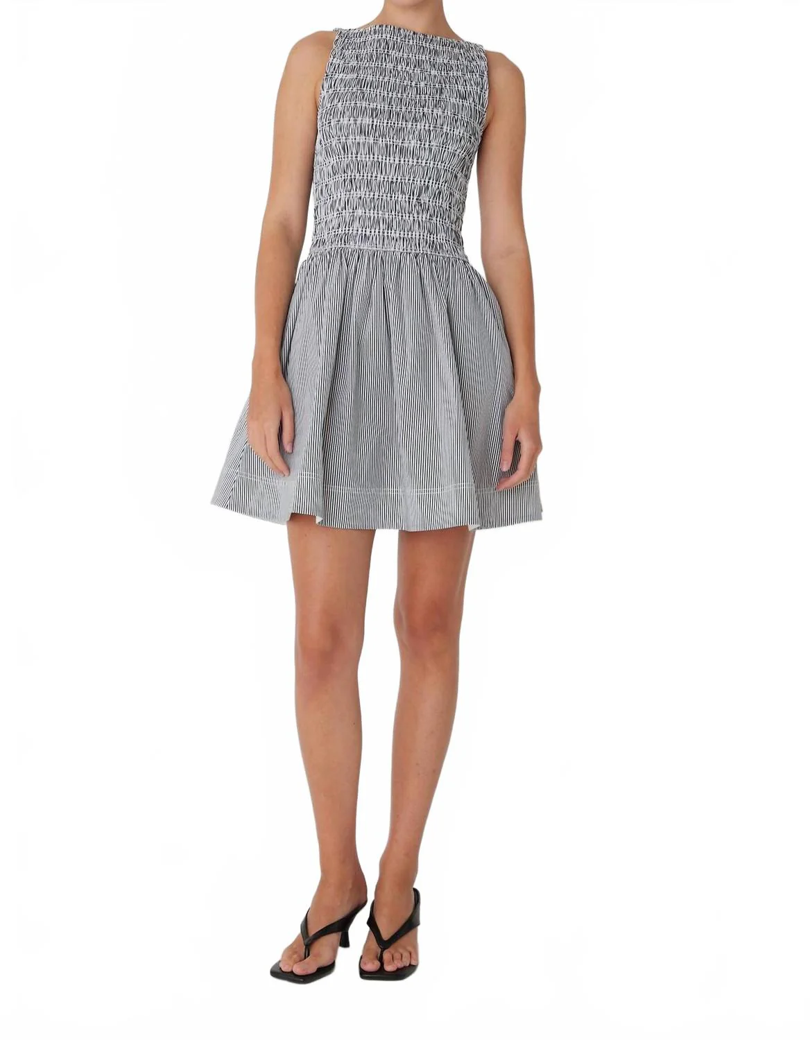 Marisol Mini Dress In Black White Stripe