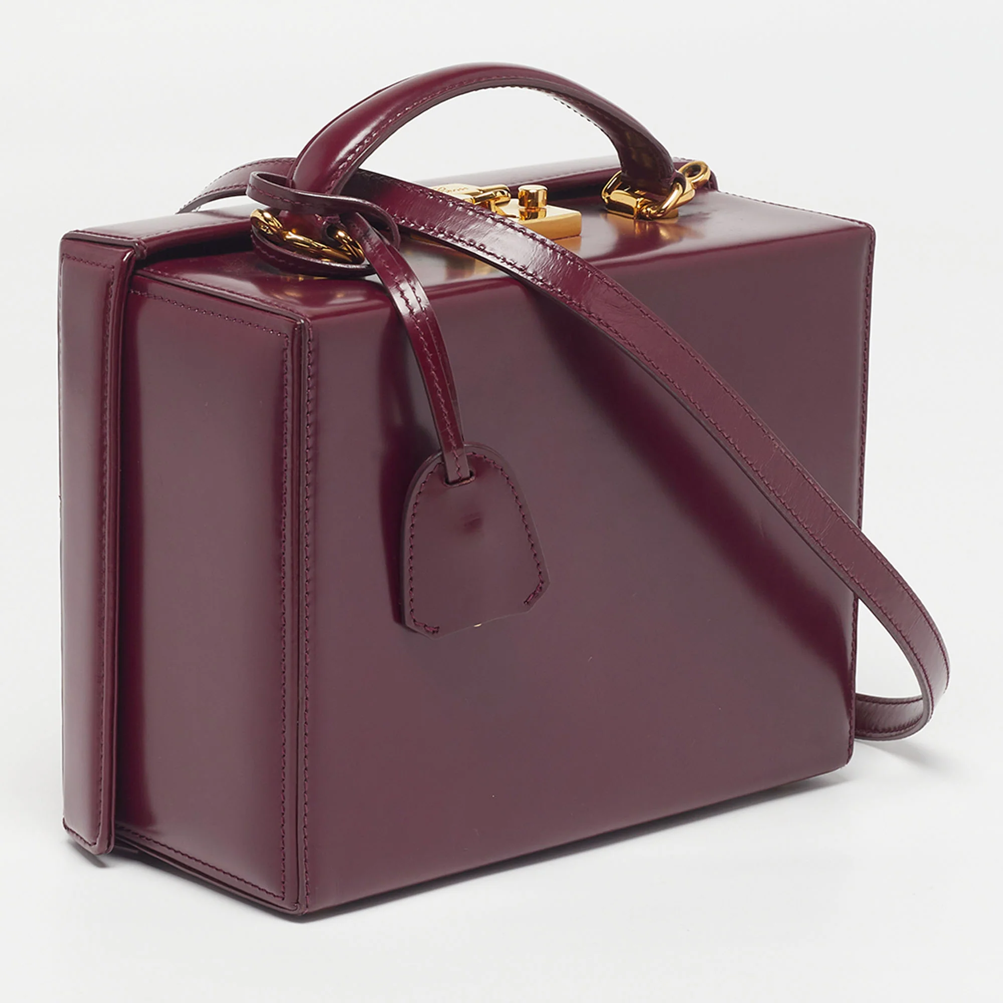 Mark Cross Grace Box Purple Leather Bag - Image 3